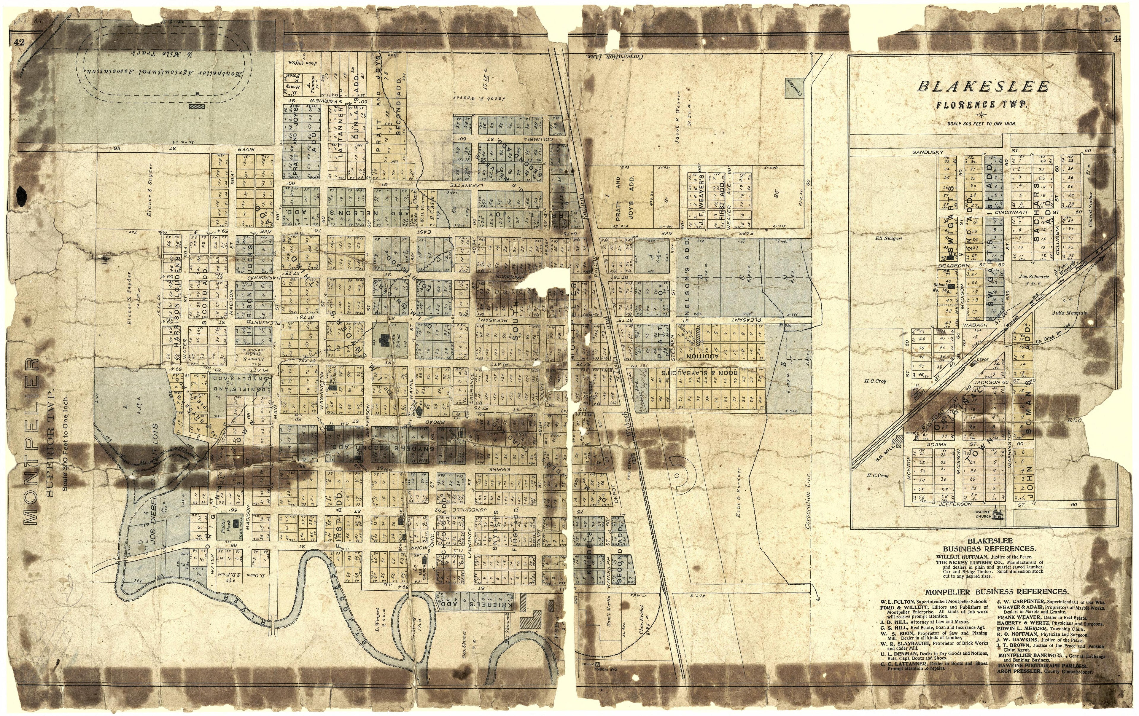 Blakeslee; Losses Along Folds and Edges from Atlas of Williams County, Ohio : from County Records, Plats and Surveys 1894 by Relic Map Company