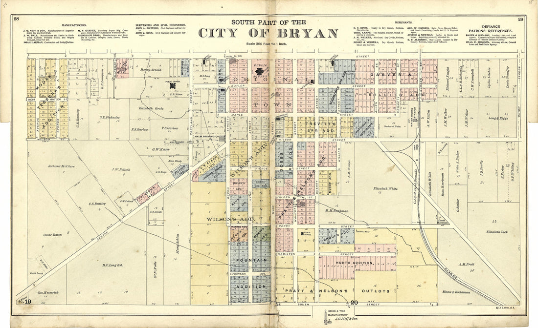 South Part of the City of Bryan from Atlas of Williams County, Ohio : from County Records, Plats and Surveys 1894 by Relic Map Company