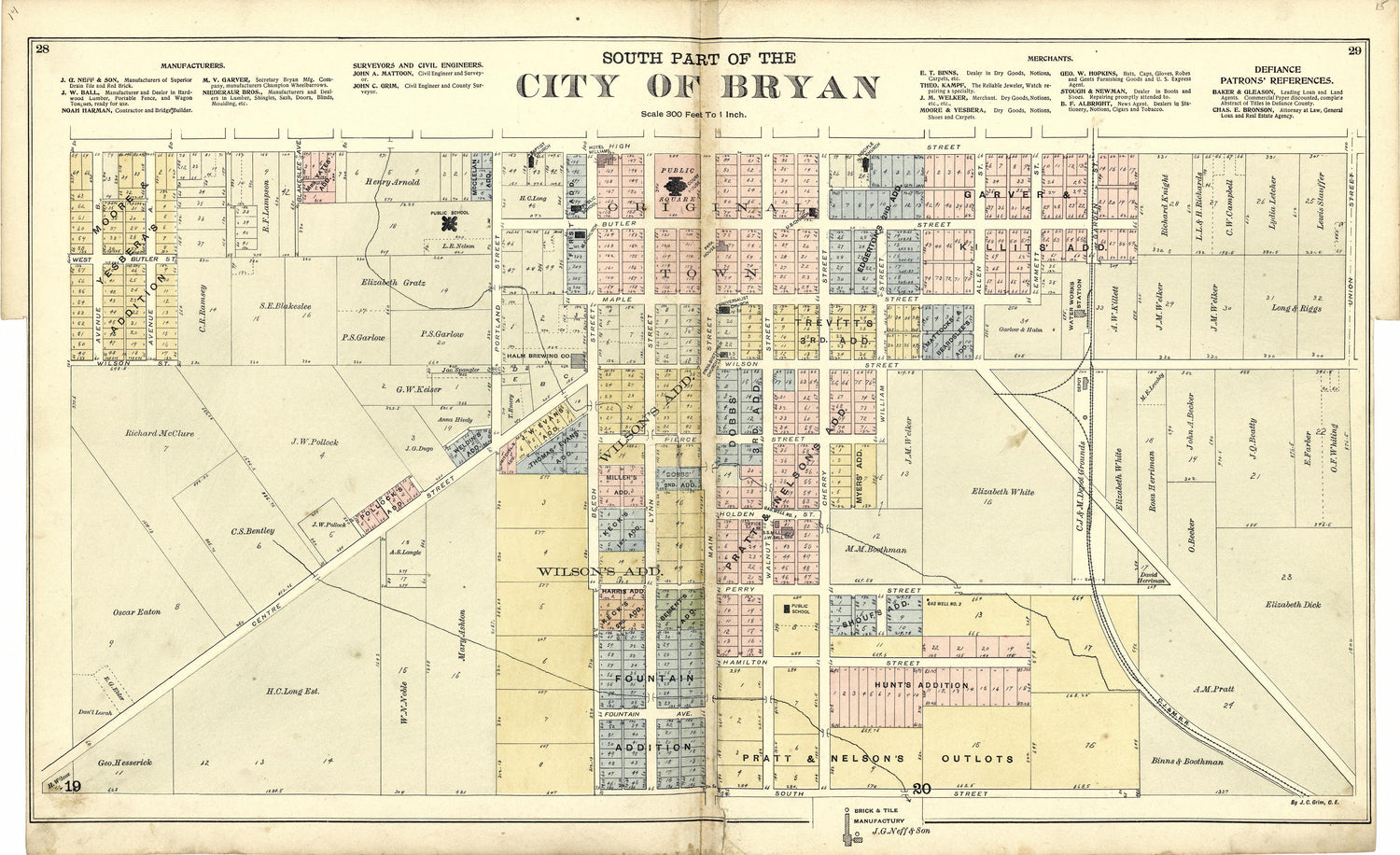 South Part of the City of Bryan from Atlas of Williams County, Ohio : from County Records, Plats and Surveys 1894 by Relic Map Company