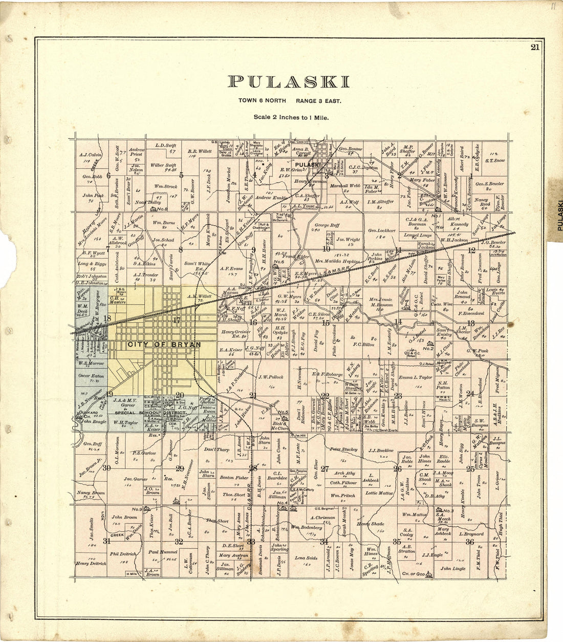 Pulaski from Atlas of Williams County, Ohio : from County Records, Plats and Surveys 1894 by Relic Map Company