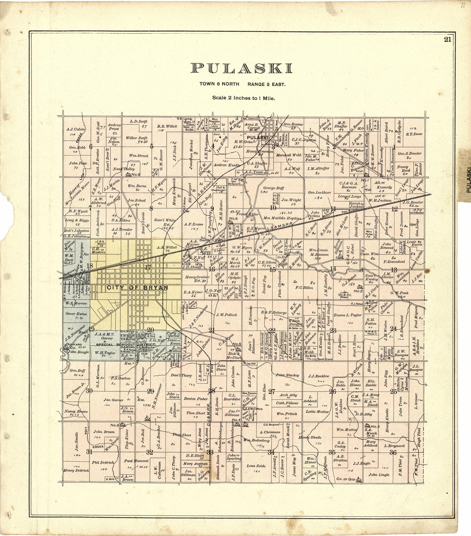 Pulaski from Atlas of Williams County, Ohio : from County Records, Plats and Surveys 1894 by Relic Map Company