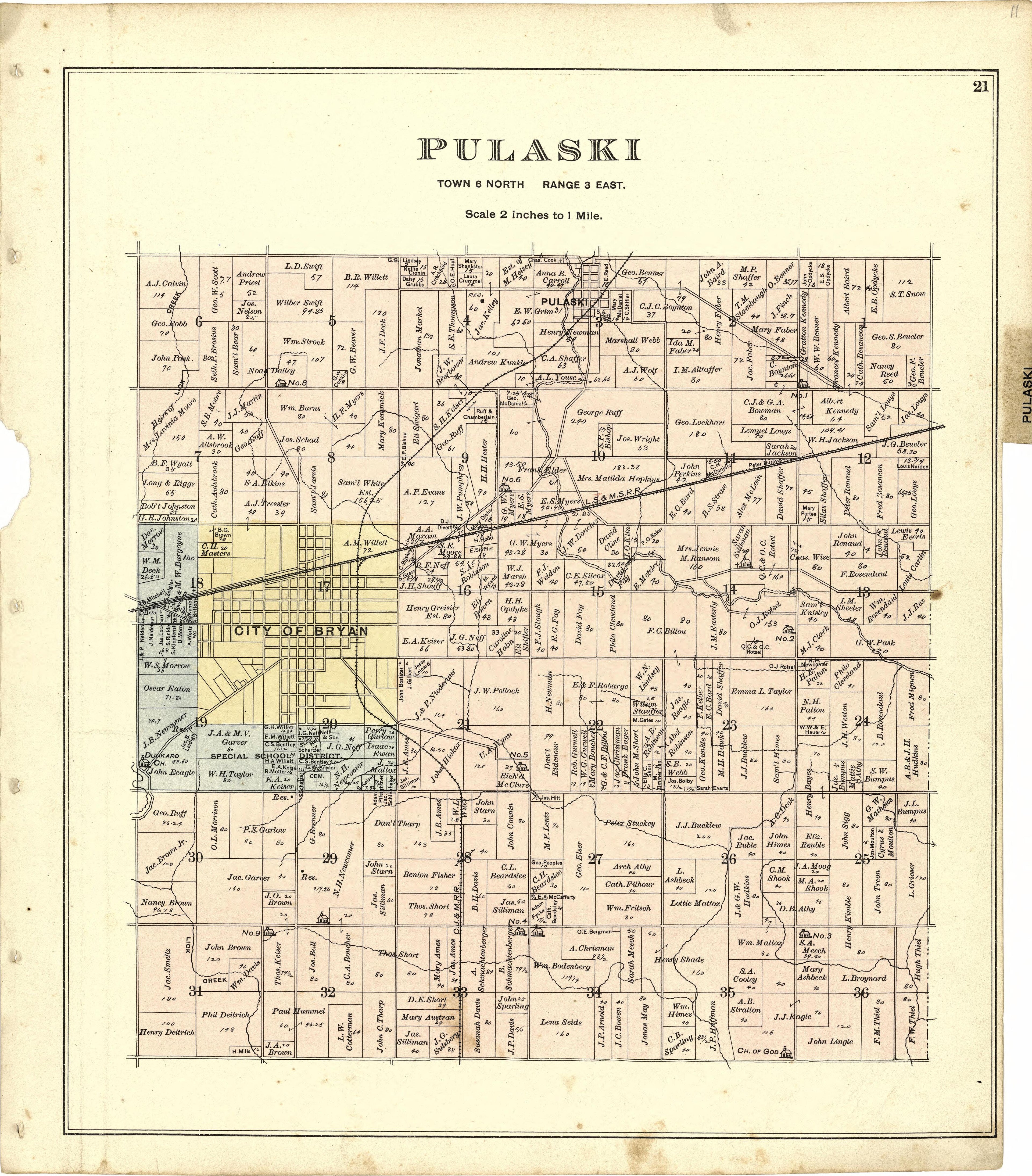 Pulaski from Atlas of Williams County, Ohio : from County Records, Plats and Surveys 1894 by Relic Map Company