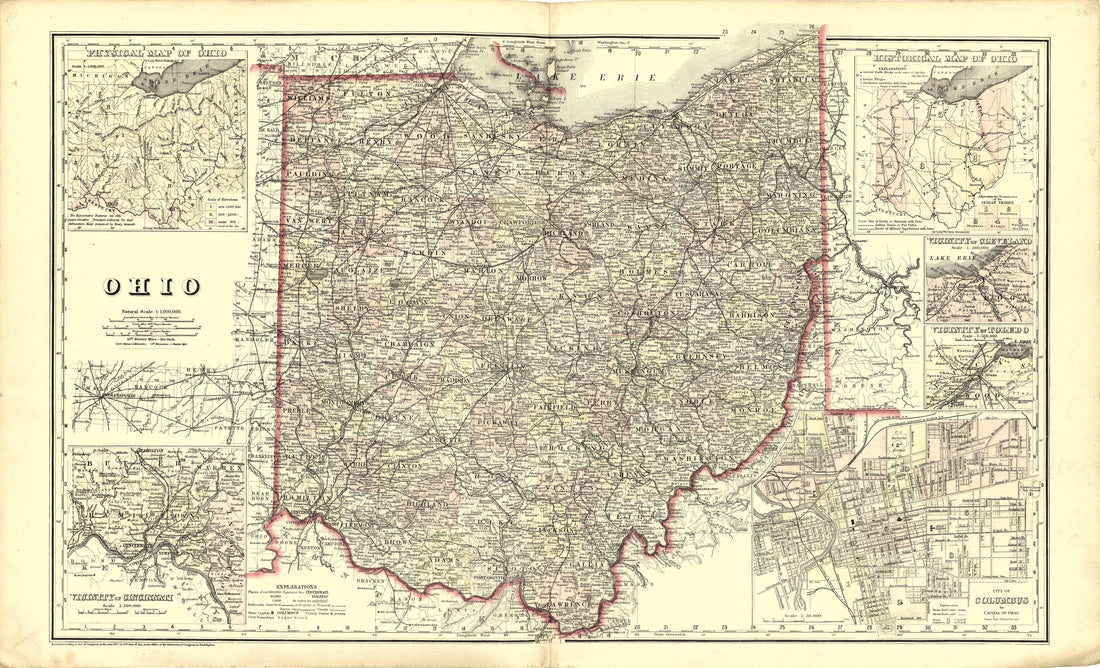 Map of Ohio With Insets of Cities from Atlas of Williams County, Ohio : from County Records, Plats and Surveys 1894 by Relic Map Company