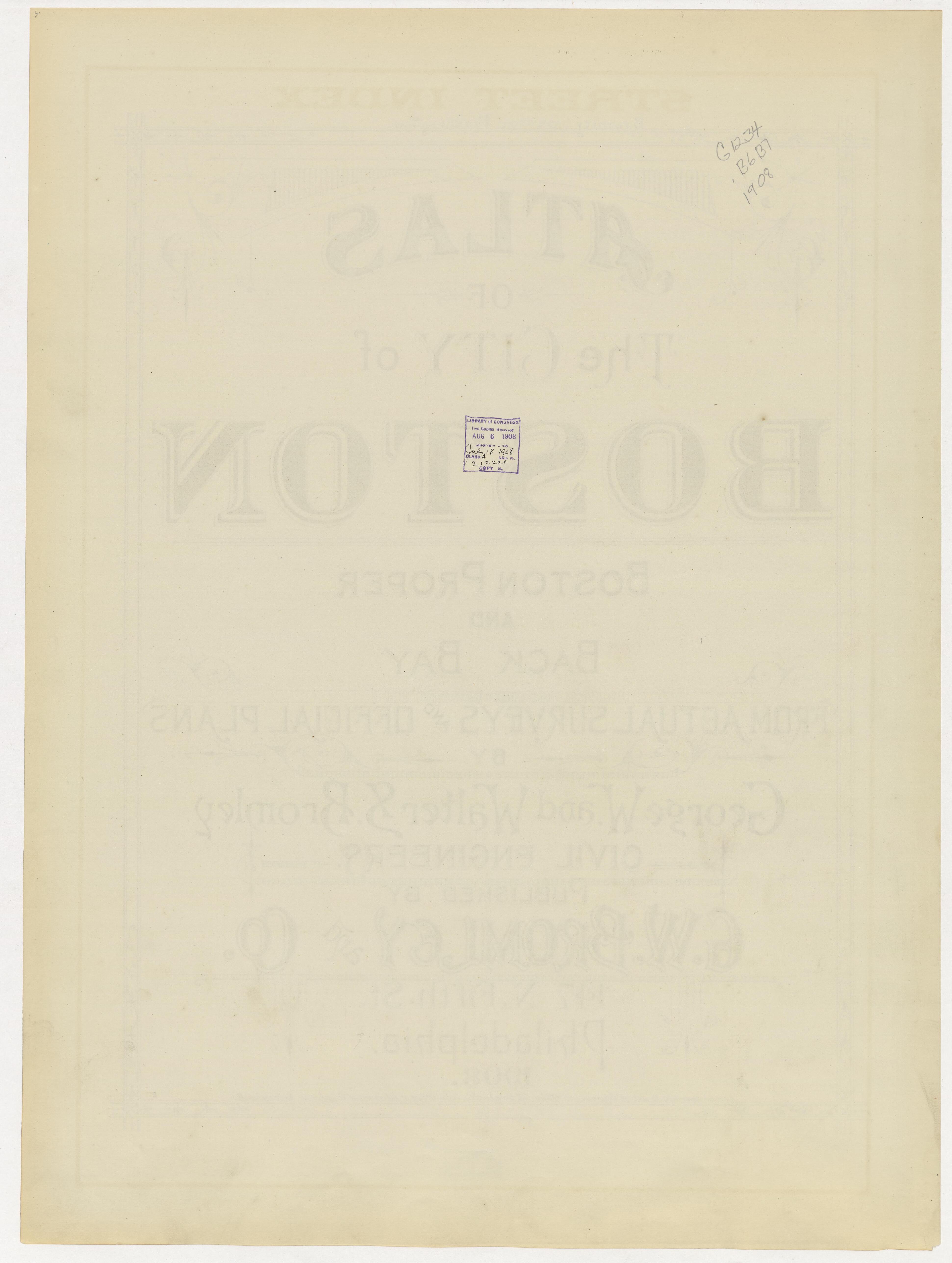 This old map of Boston, Massachusetts,  was created by Bromley, George Washington|Bromley, Walter Scott in 1908