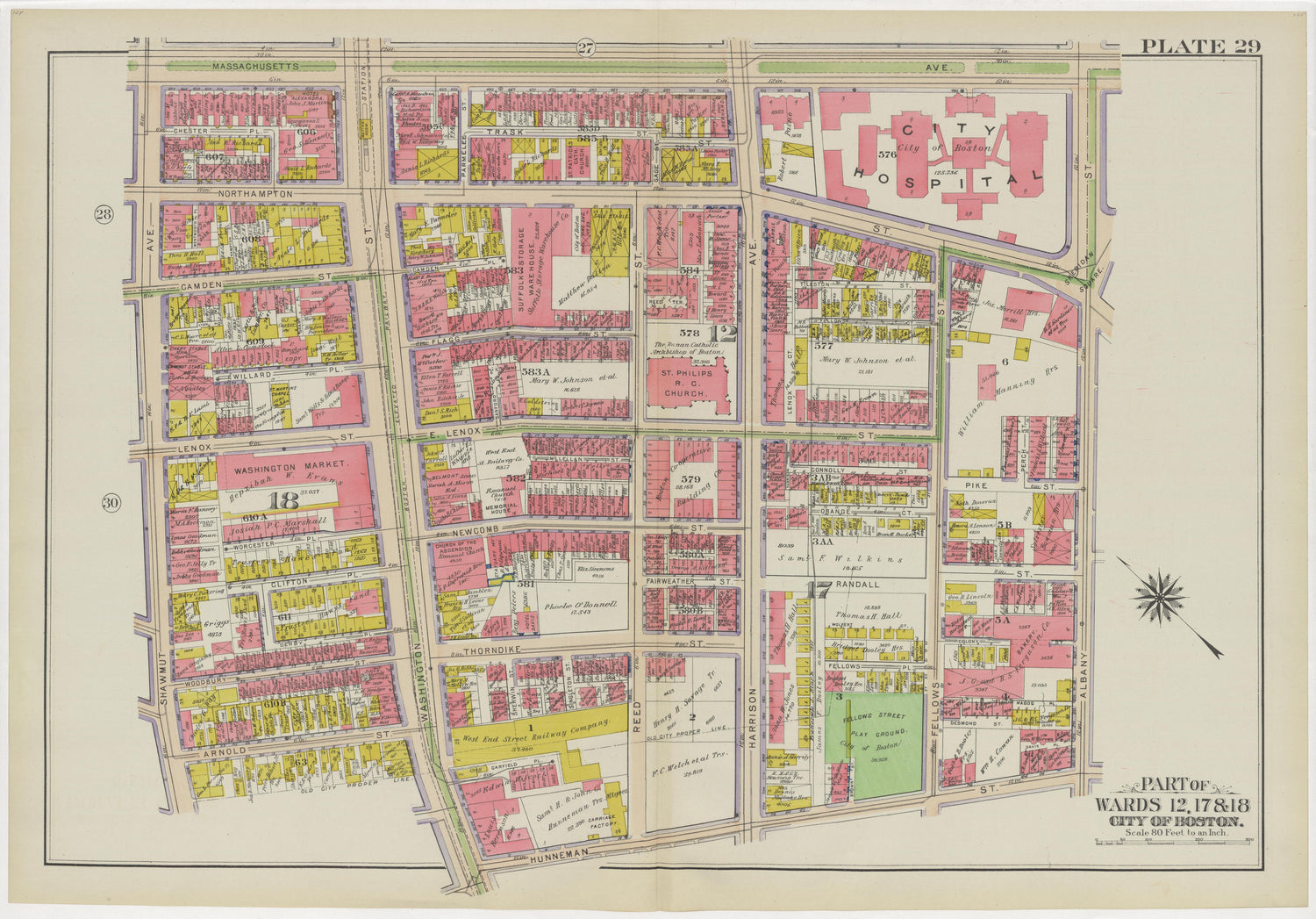This old map of Boston, Massachusetts,  was created by Bromley, George Washington|Bromley, Walter Scott in 1908