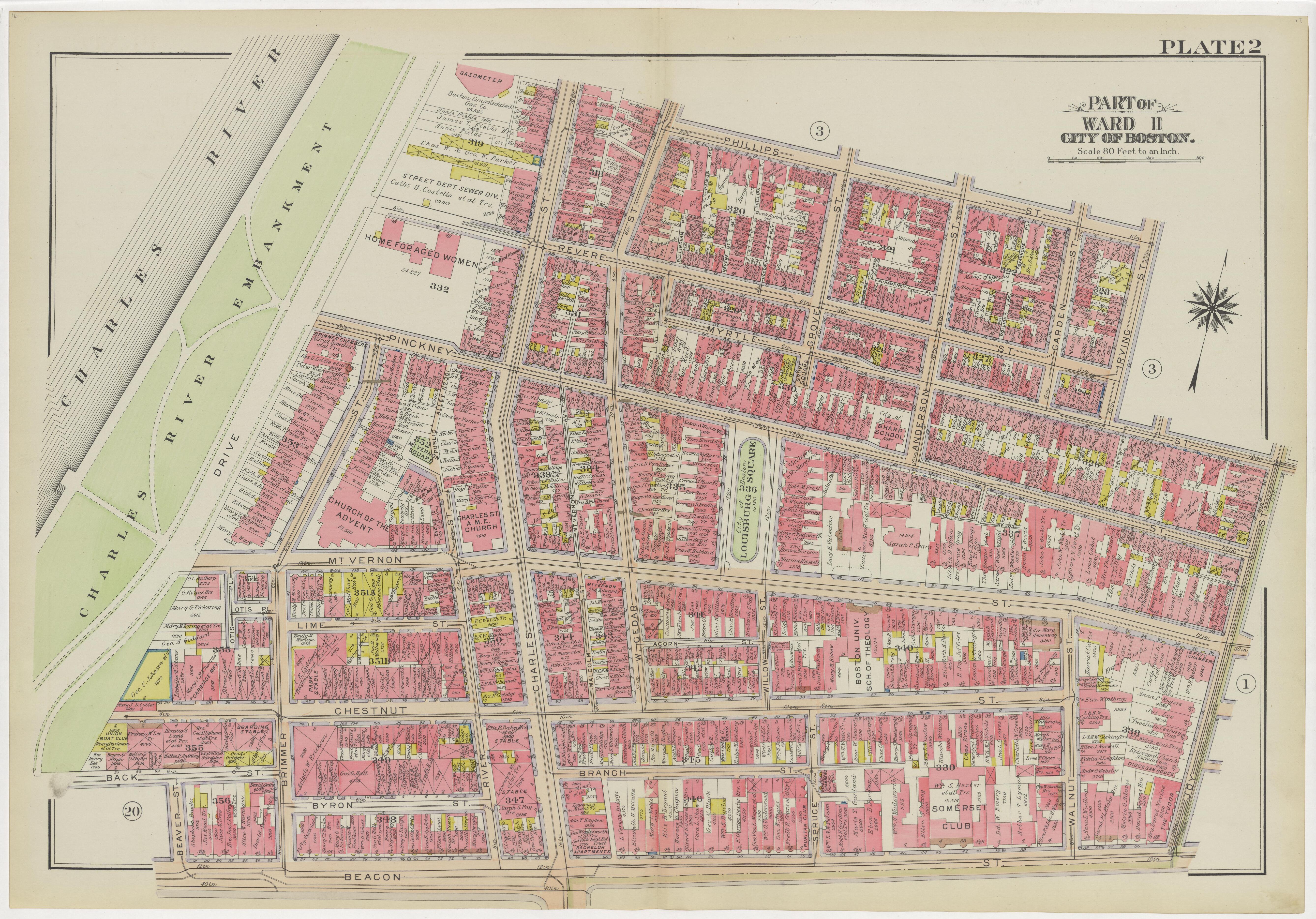 This old map of Boston, Massachusetts,  was created by Bromley, George Washington|Bromley, Walter Scott in 1908