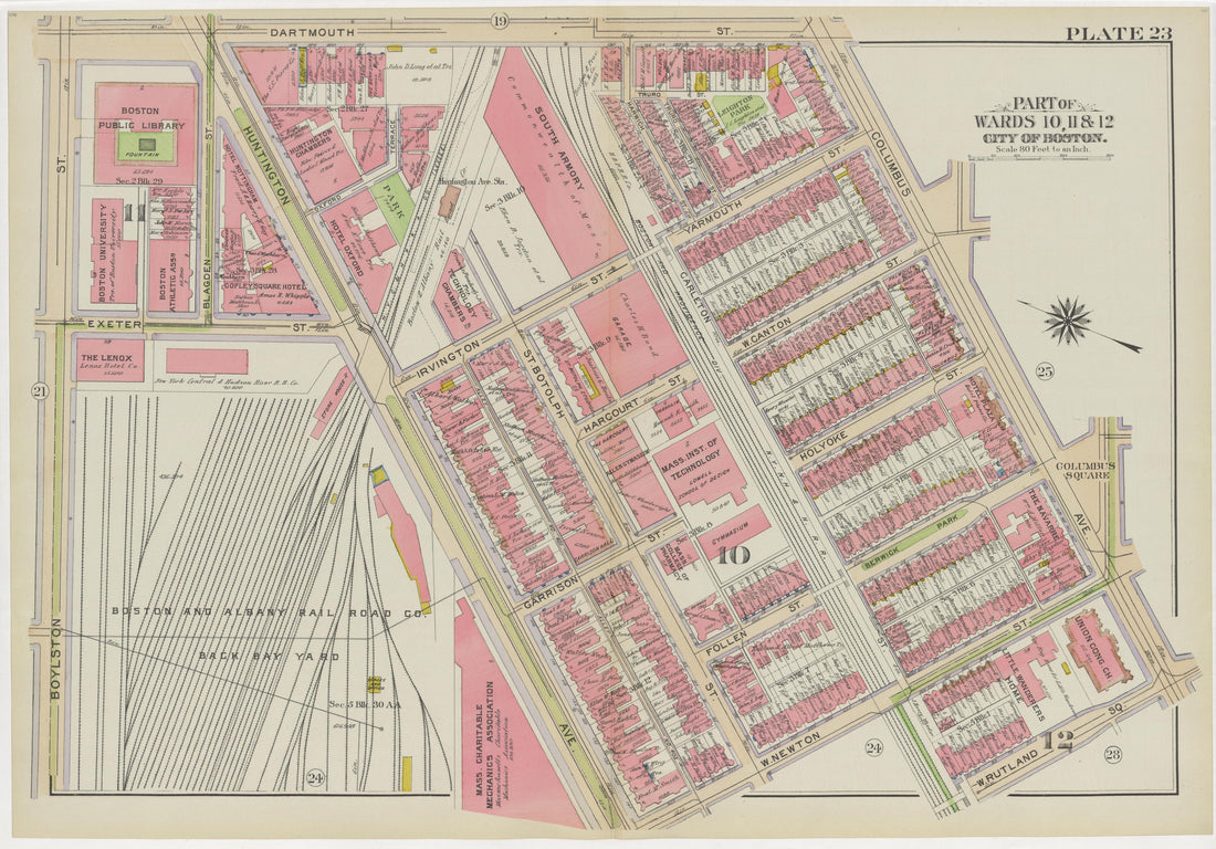 This old map of Boston, Massachusetts,  was created by Bromley, George Washington|Bromley, Walter Scott in 1908