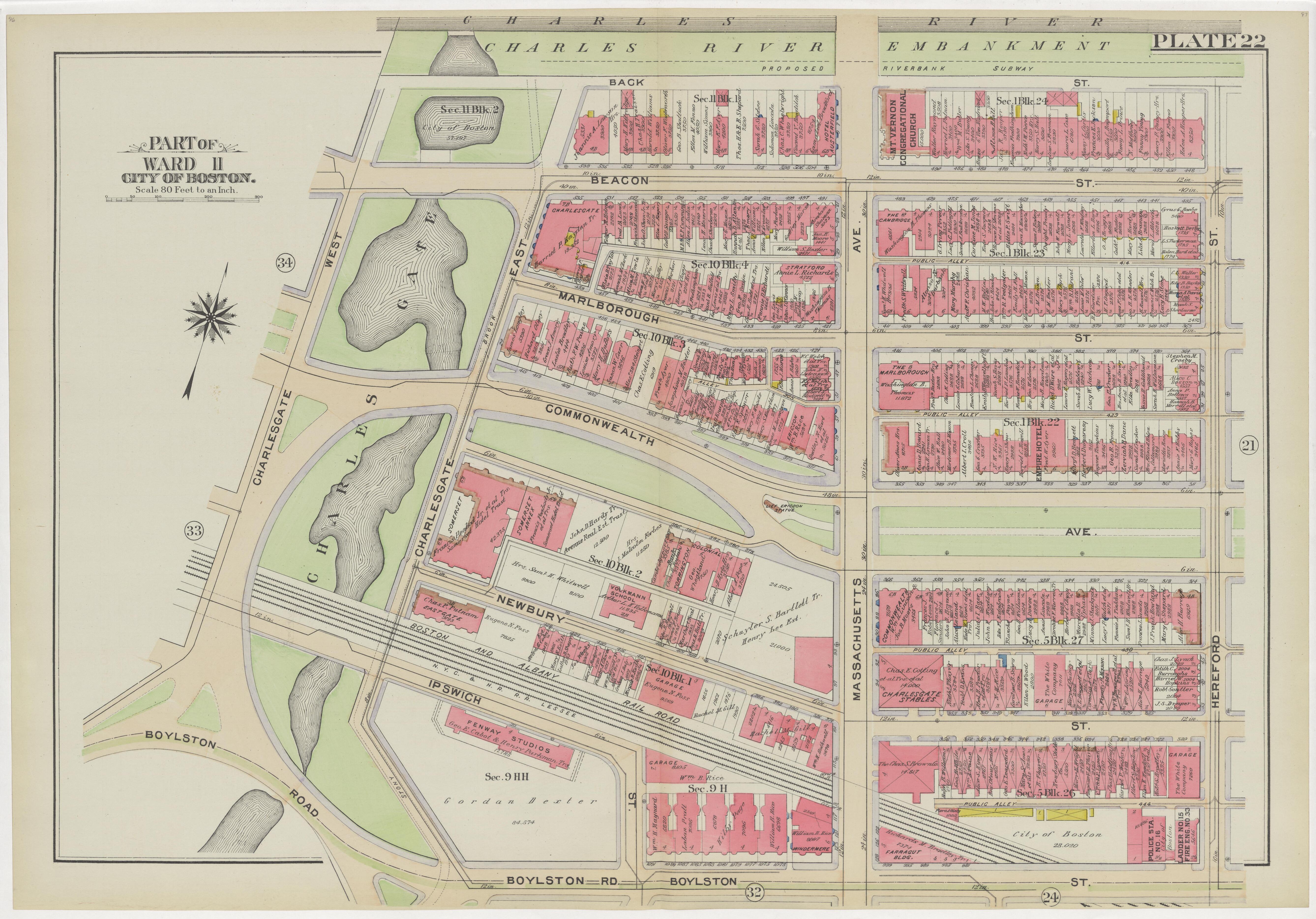 This old map of Boston, Massachusetts,  was created by Bromley, George Washington|Bromley, Walter Scott in 1908