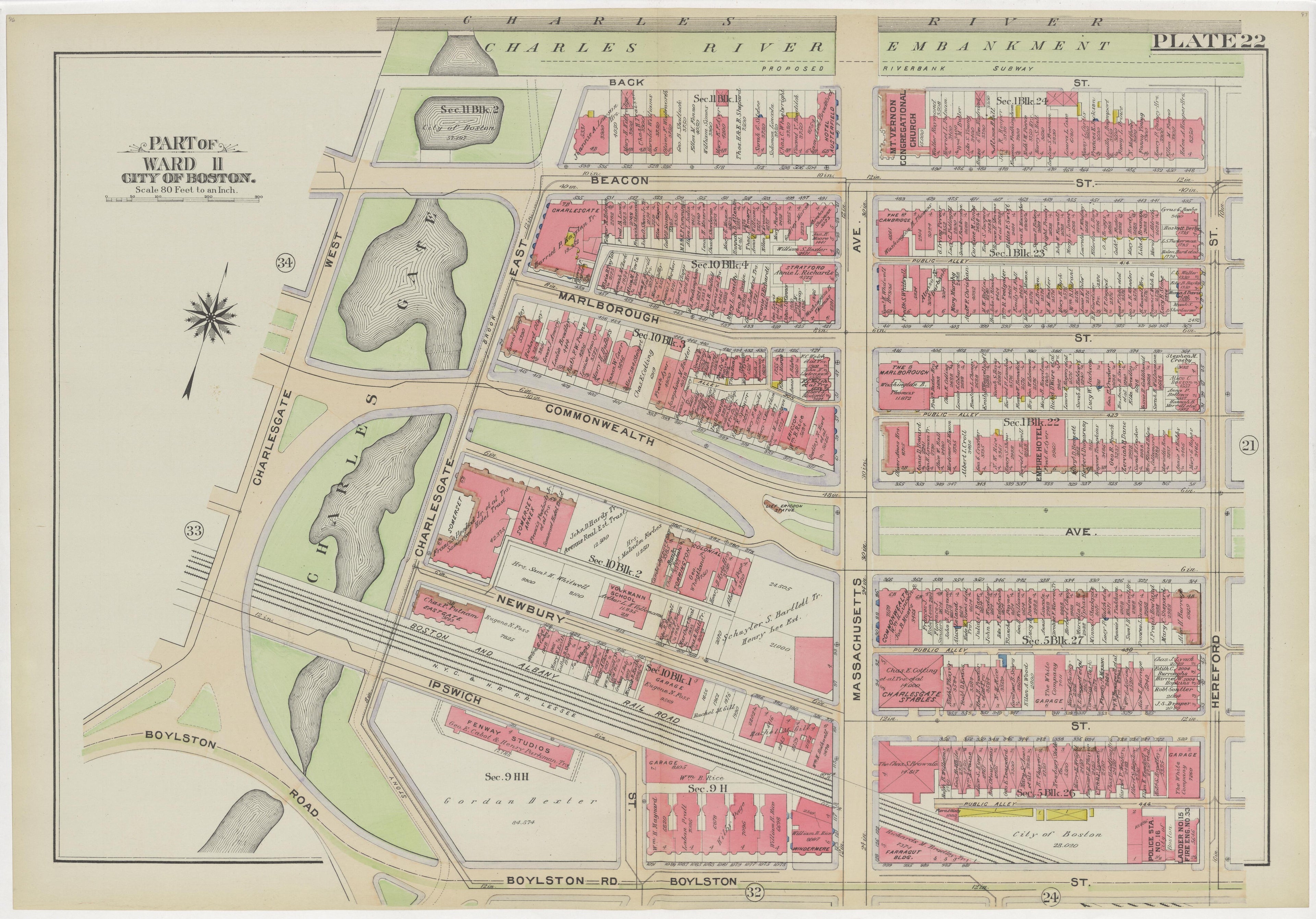 This old map of Boston, Massachusetts,  was created by Bromley, George Washington|Bromley, Walter Scott in 1908