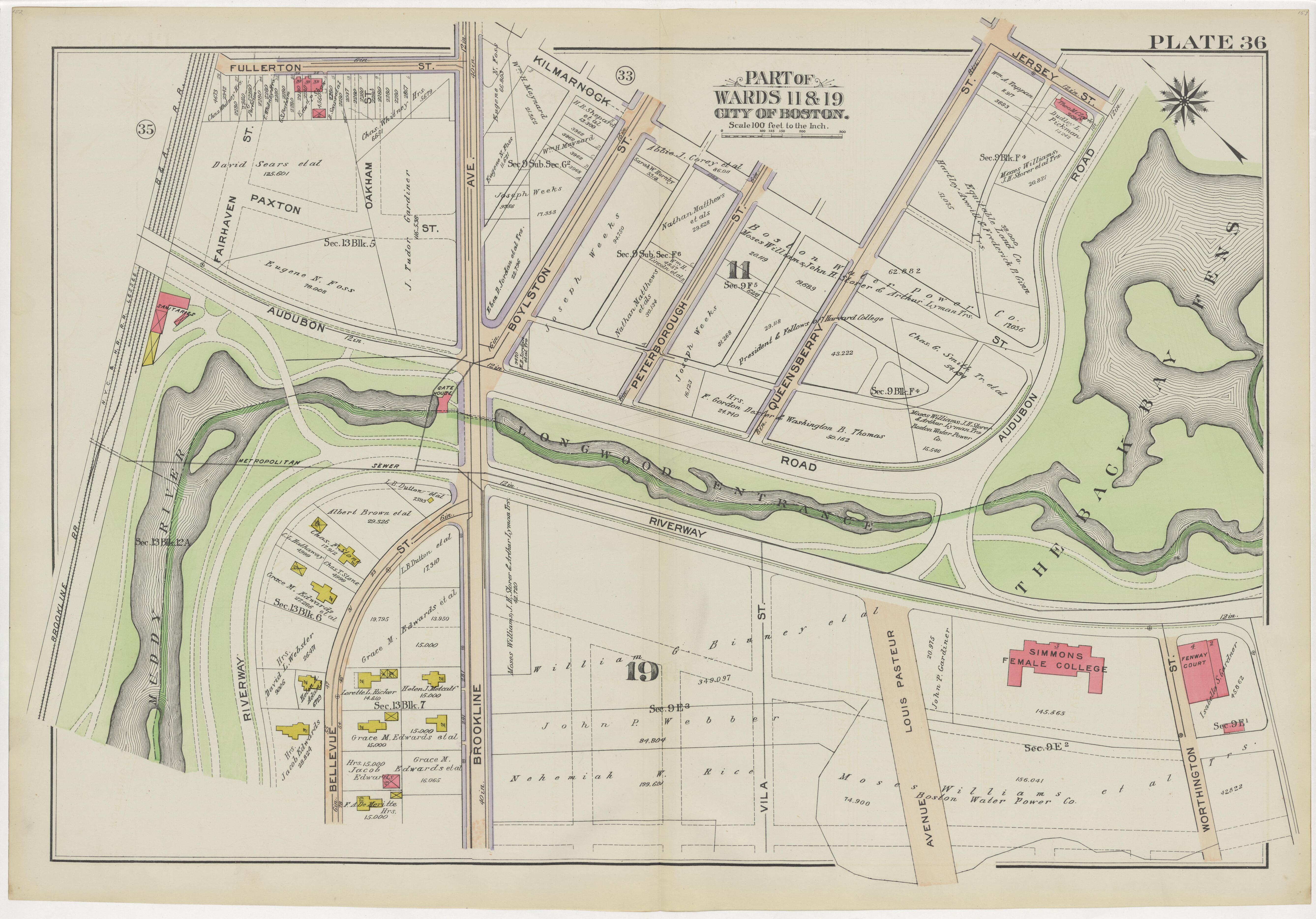 This old map of Boston, Massachusetts,  was created by Bromley, George Washington|Bromley, Walter Scott in 1908