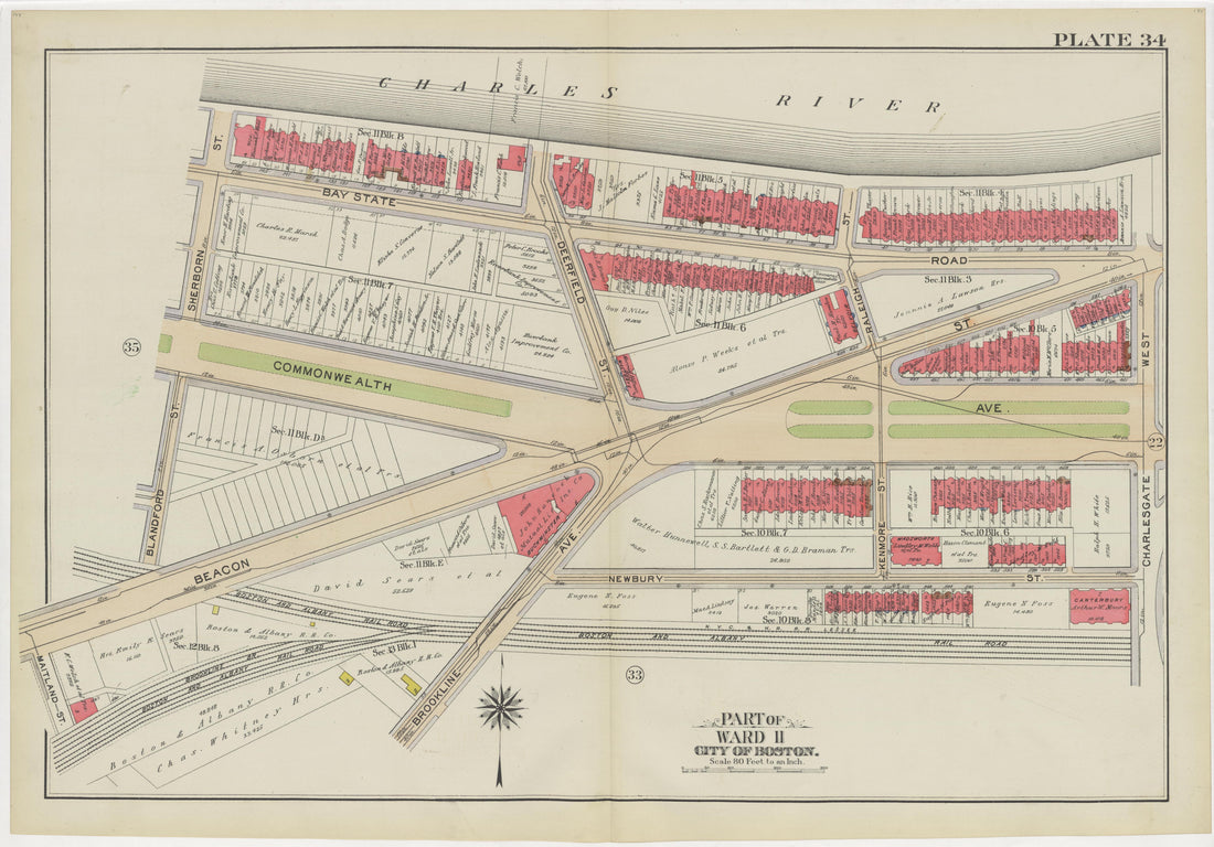 This old map of Boston, Massachusetts,  was created by Bromley, George Washington|Bromley, Walter Scott in 1908