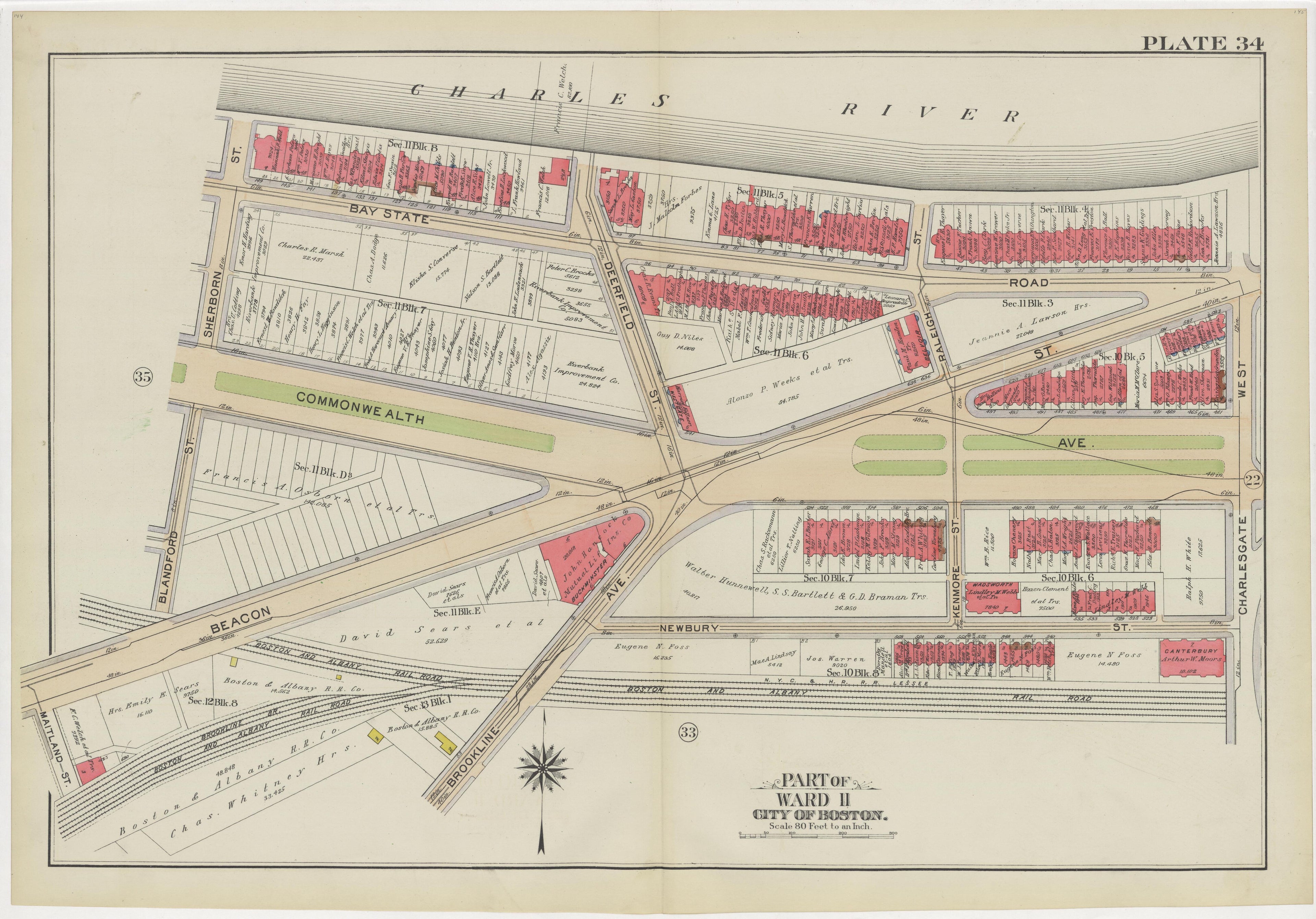 This old map of Boston, Massachusetts,  was created by Bromley, George Washington|Bromley, Walter Scott in 1908