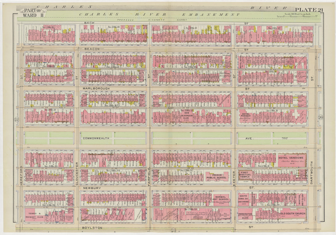 This old map of Boston, Massachusetts,  was created by Bromley, George Washington|Bromley, Walter Scott in 1908