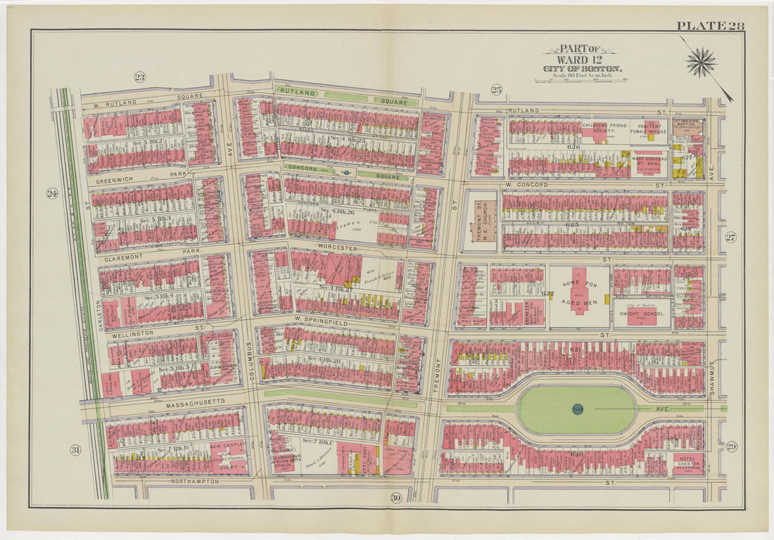 This old map of Boston, Massachusetts,  was created by Bromley, George Washington|Bromley, Walter Scott in 1908