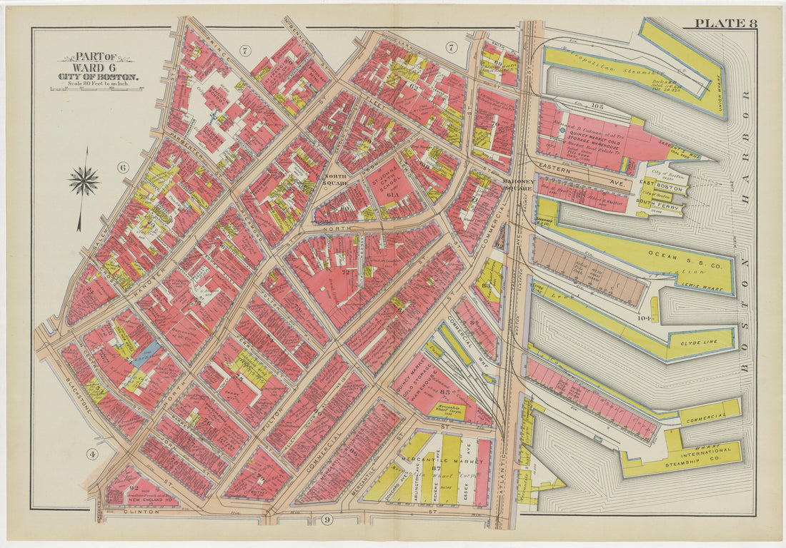 This old map of Boston, Massachusetts,  was created by Bromley, George Washington|Bromley, Walter Scott in 1908