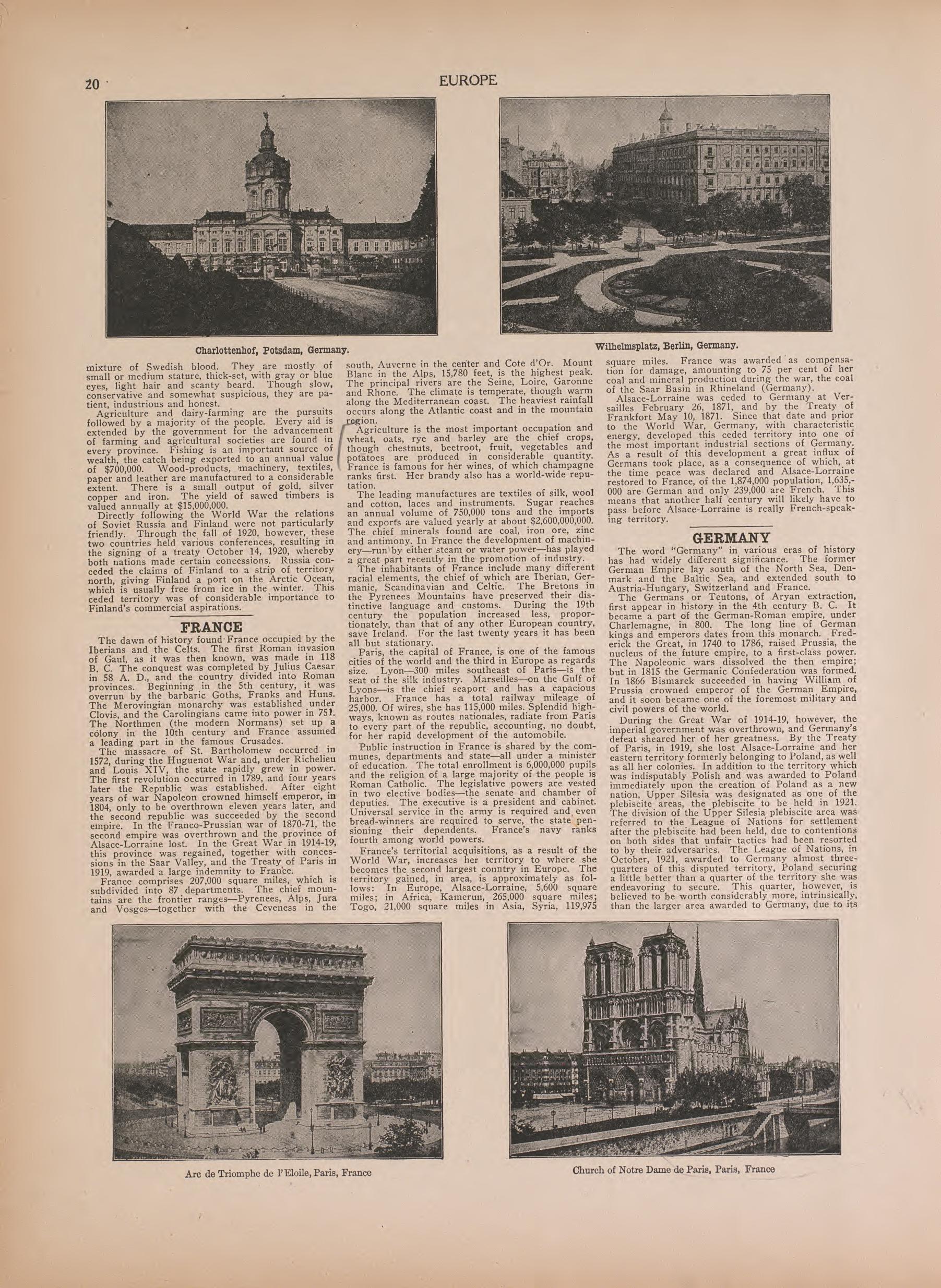 Views of France and Germany and Text from Atlas of Doniphan County, Kansas : Containing Maps of Townships of the County, Maps of State, United States and World : Farmers Directory, Analysis of the System of U.S. Land Surveys 1927 by Relic Map Company