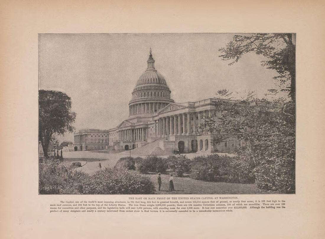 East Or Main Front of the United States Capitol at Washington from Atlas of Doniphan County, Kansas : Containing Maps of Townships of the County, Maps of State, United States and World : Farmers Directory, Analysis of the System of U.S. Land Surveys 1927 by Relic Map Company
