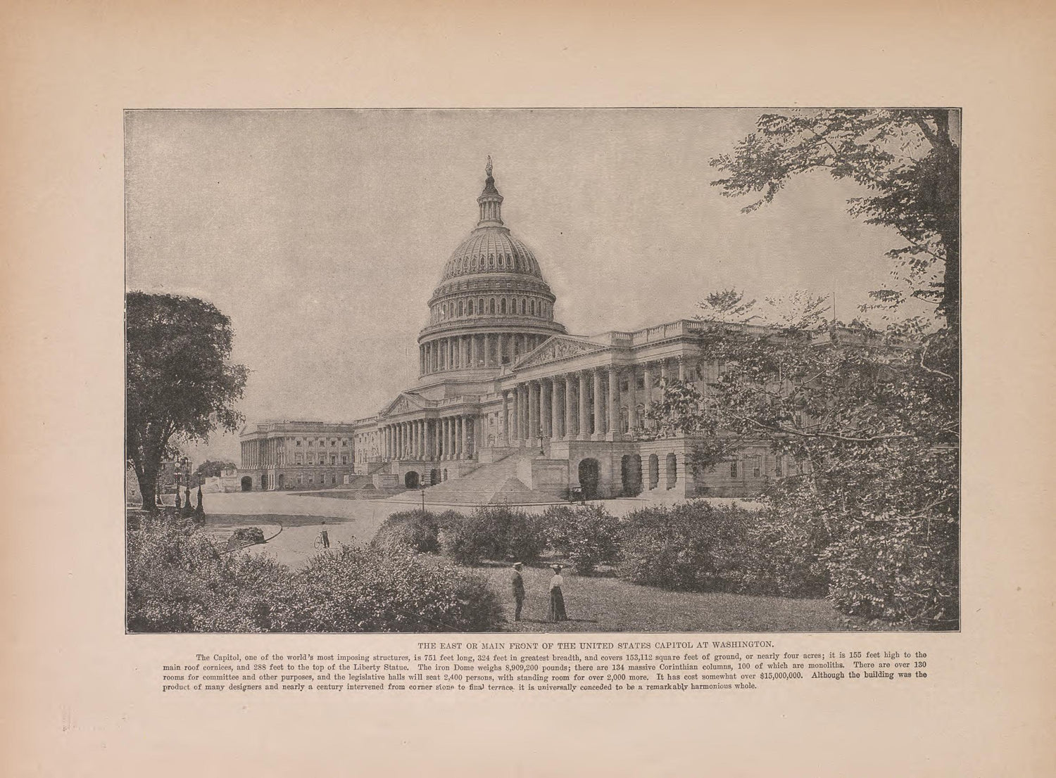 East Or Main Front of the United States Capitol at Washington from Atlas of Doniphan County, Kansas : Containing Maps of Townships of the County, Maps of State, United States and World : Farmers Directory, Analysis of the System of U.S. Land Surveys 1927 by Relic Map Company