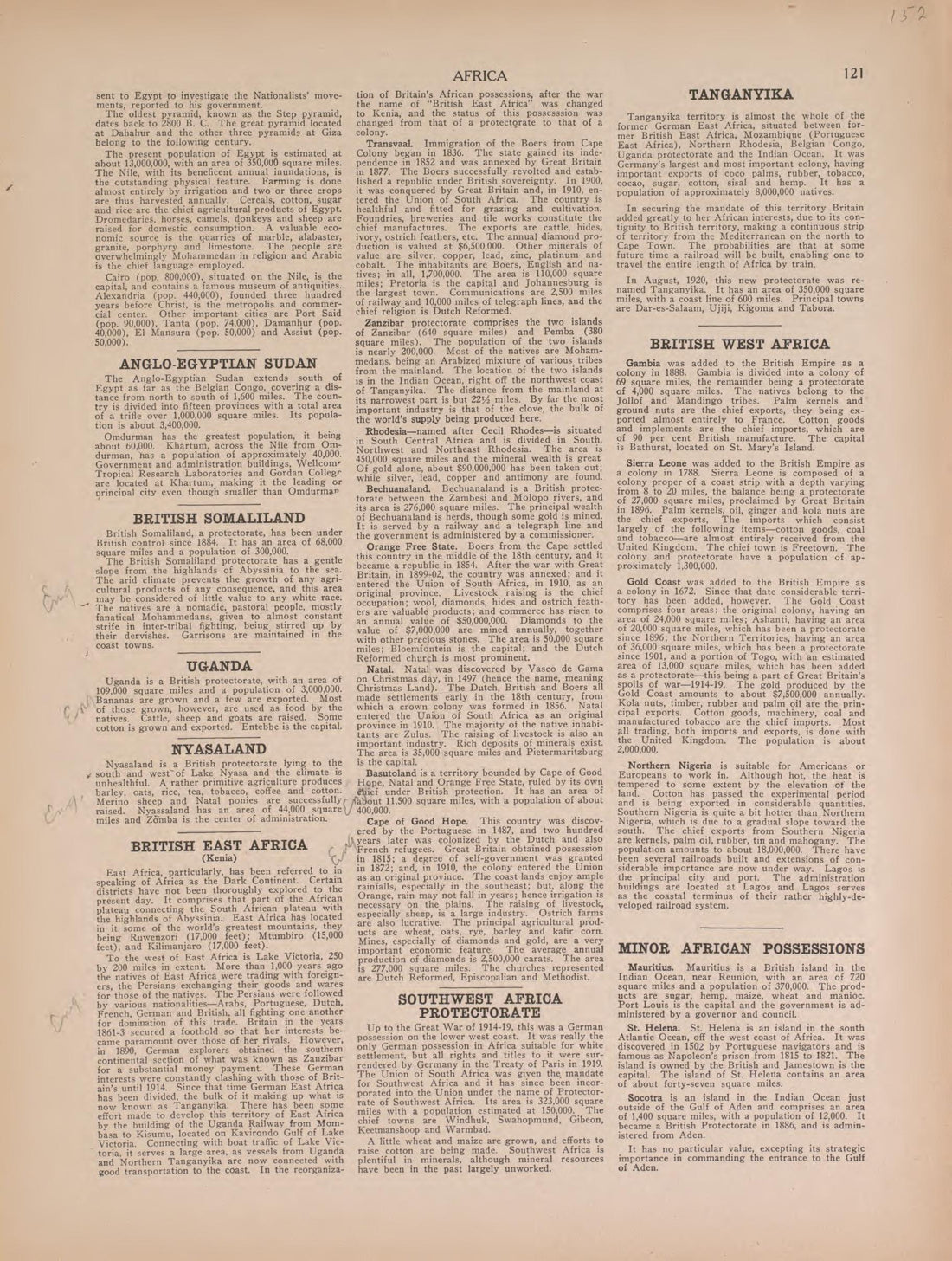 Text On Africa from Atlas of Doniphan County, Kansas : Containing Maps of Townships of the County, Maps of State, United States and World : Farmers Directory, Analysis of the System of U.S. Land Surveys 1927 by Relic Map Company