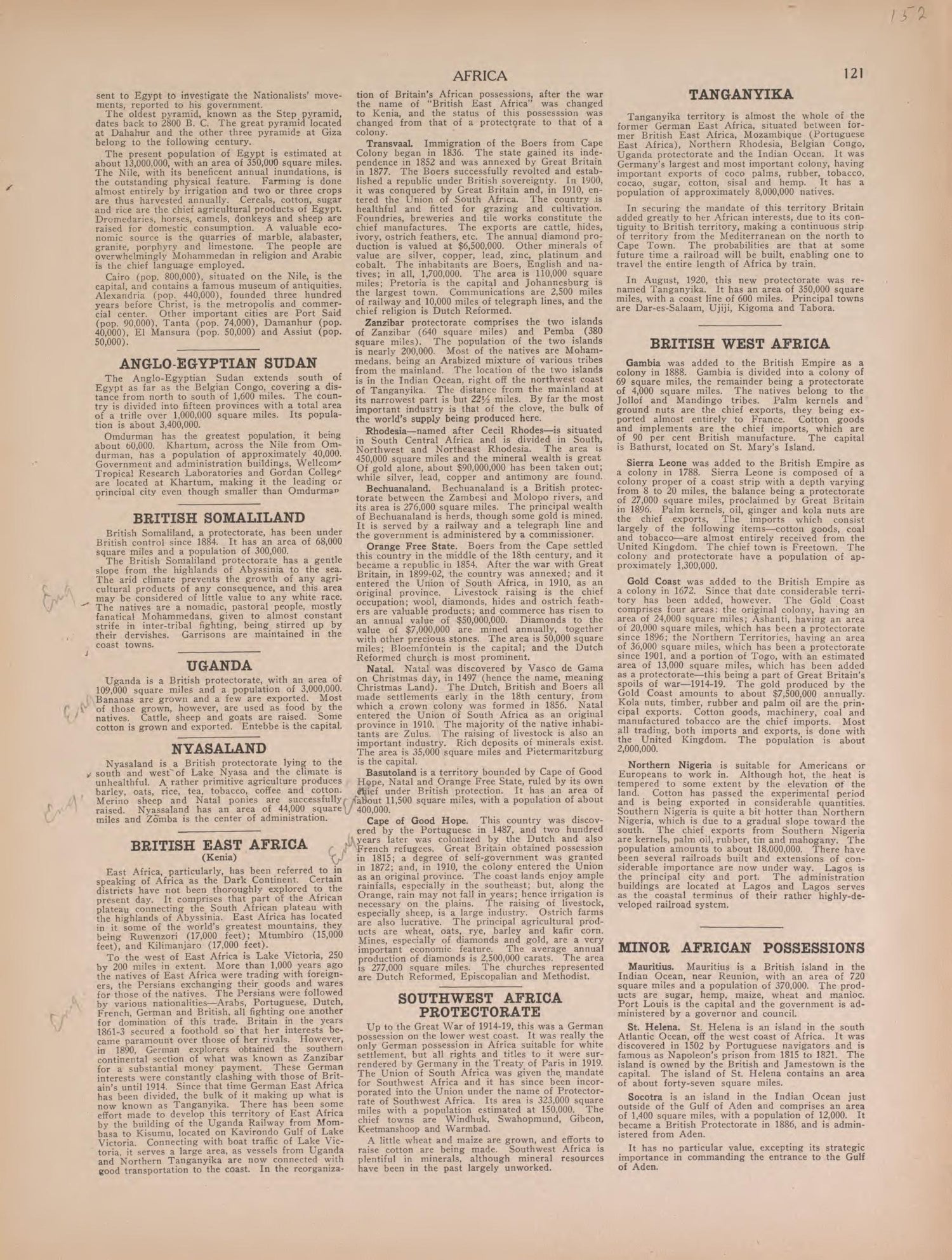 Text On Africa from Atlas of Doniphan County, Kansas : Containing Maps of Townships of the County, Maps of State, United States and World : Farmers Directory, Analysis of the System of U.S. Land Surveys 1927 by Relic Map Company