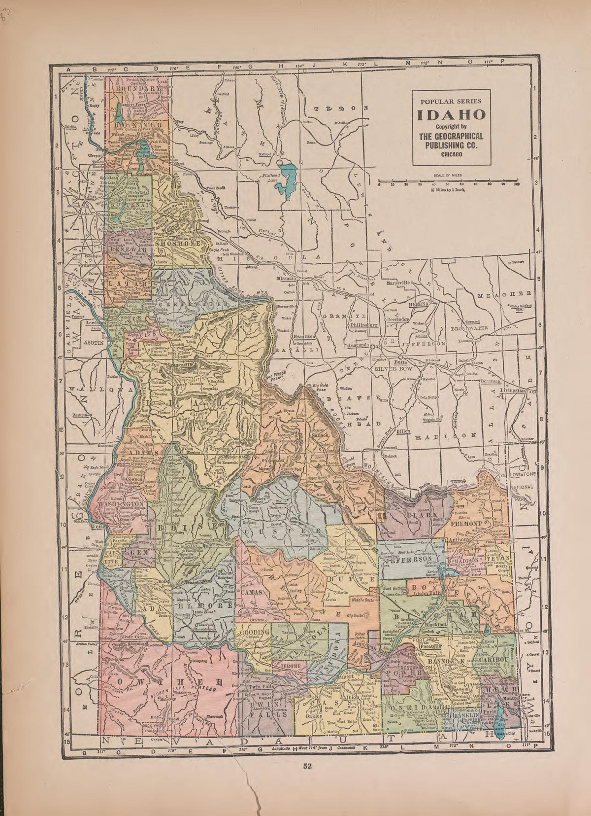 Idaho from Atlas of Doniphan County, Kansas : Containing Maps of Townships of the County, Maps of State, United States and World : Farmers Directory, Analysis of the System of U.S. Land Surveys 1927 by Relic Map Company