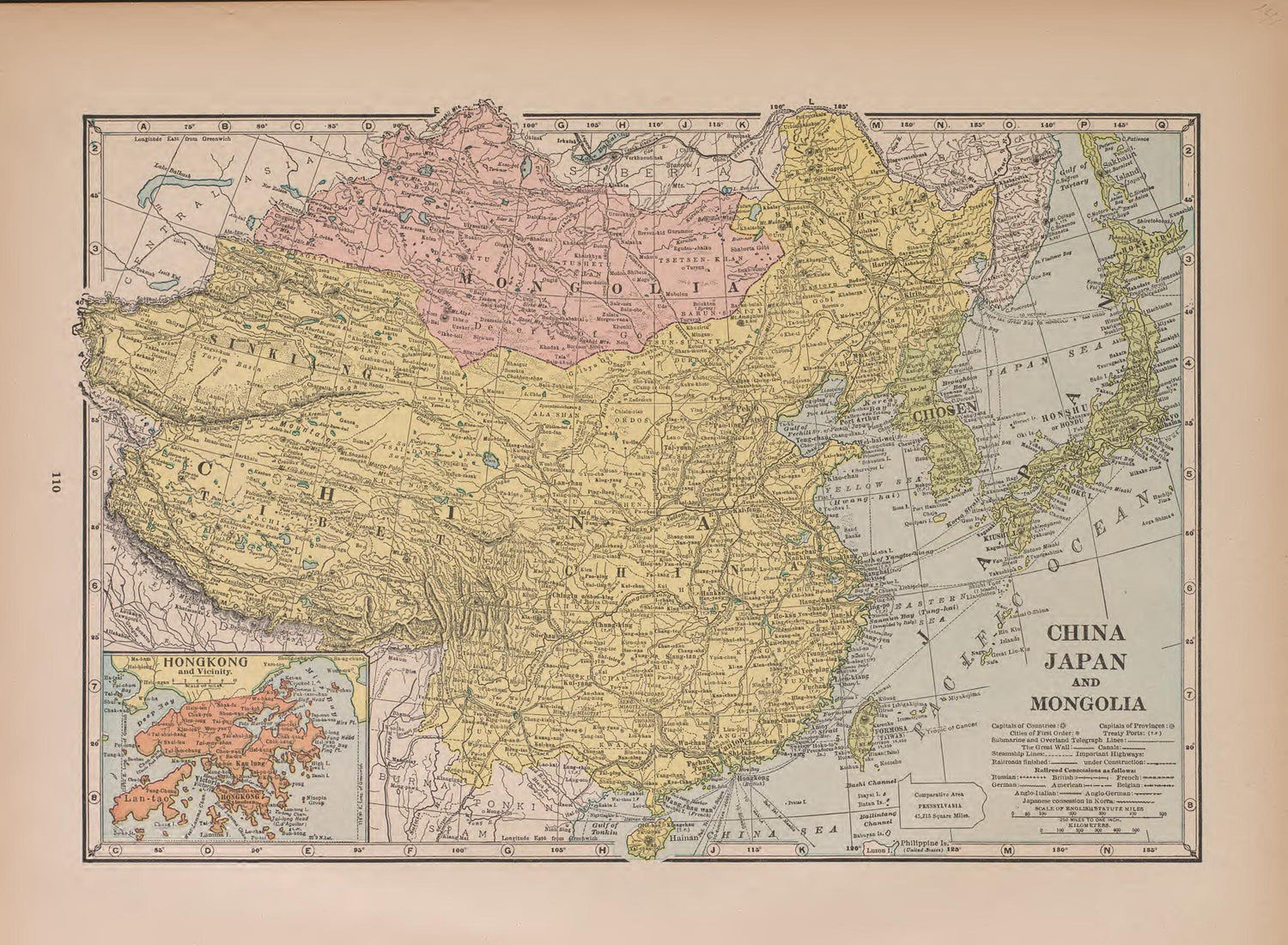 China, Japan and Mongolia from Atlas of Doniphan County, Kansas : Containing Maps of Townships of the County, Maps of State, United States and World : Farmers Directory, Analysis of the System of U.S. Land Surveys 1927 by Relic Map Company