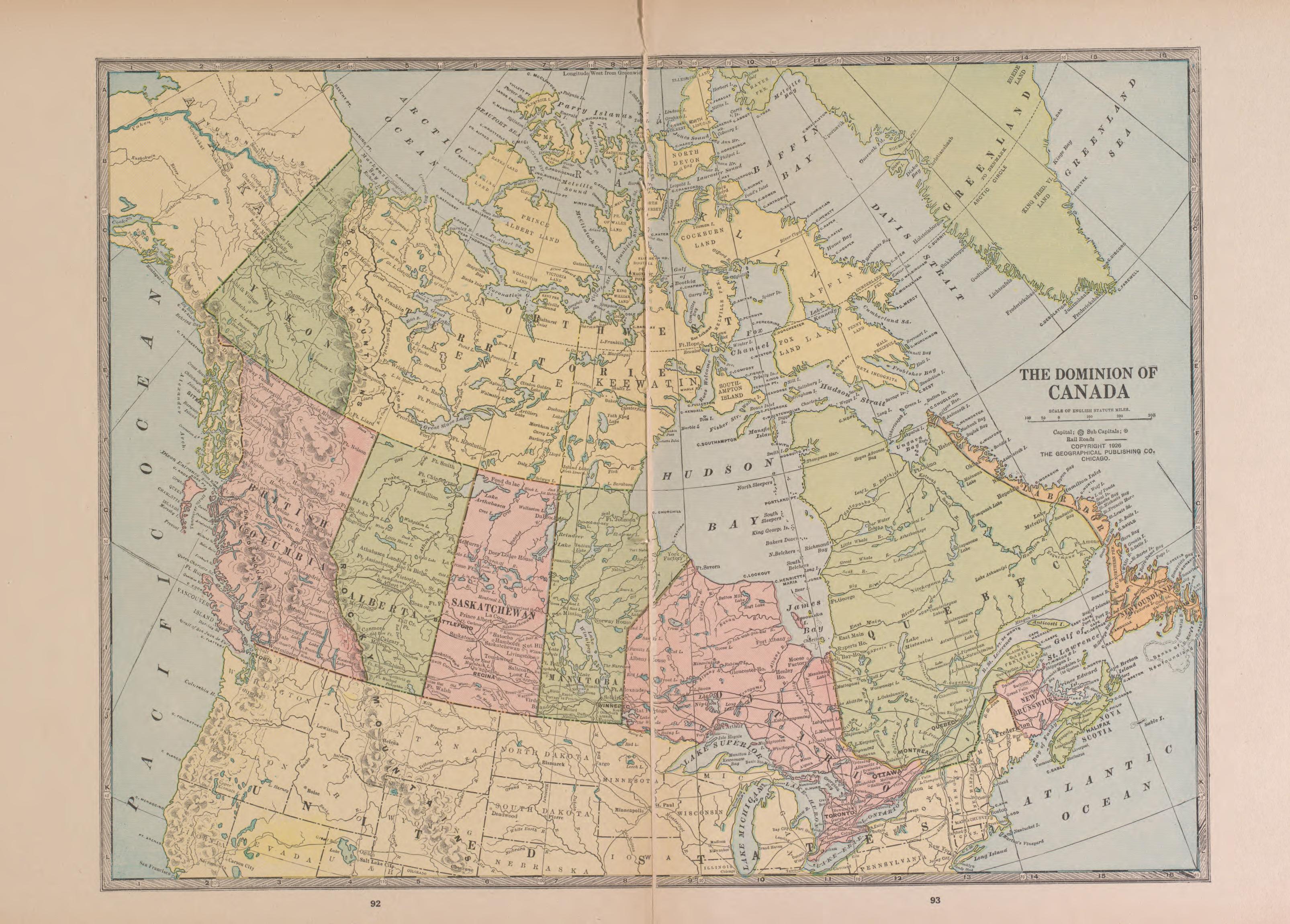Canada from Atlas of Doniphan County, Kansas : Containing Maps of Townships of the County, Maps of State, United States and World : Farmers Directory, Analysis of the System of U.S. Land Surveys 1927 by Relic Map Company