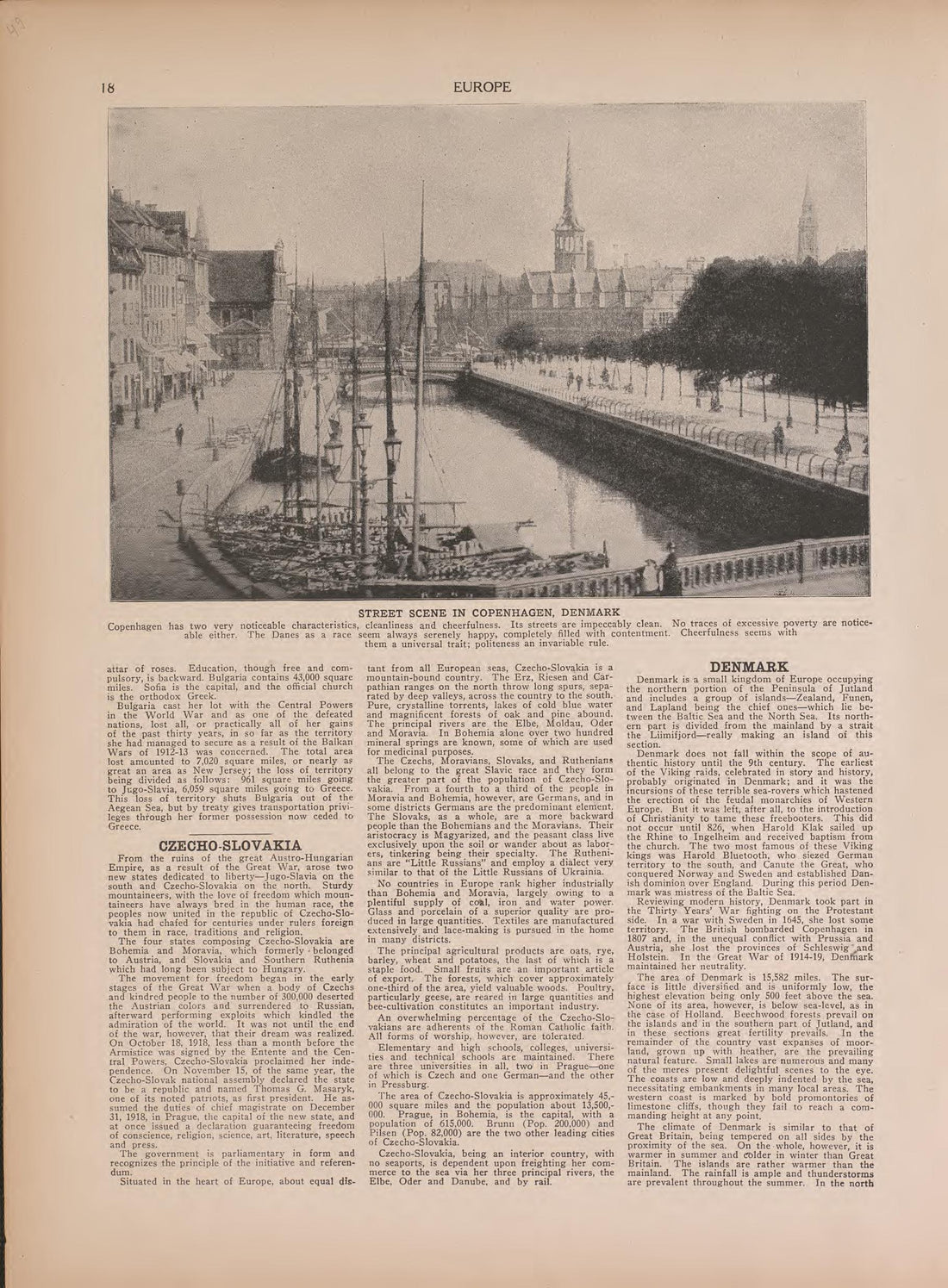 View of Street Scene In Copenhagen, Denmark and Text from Atlas of Doniphan County, Kansas : Containing Maps of Townships of the County, Maps of State, United States and World : Farmers Directory, Analysis of the System of U.S. Land Surveys 1927 by Relic Map Company