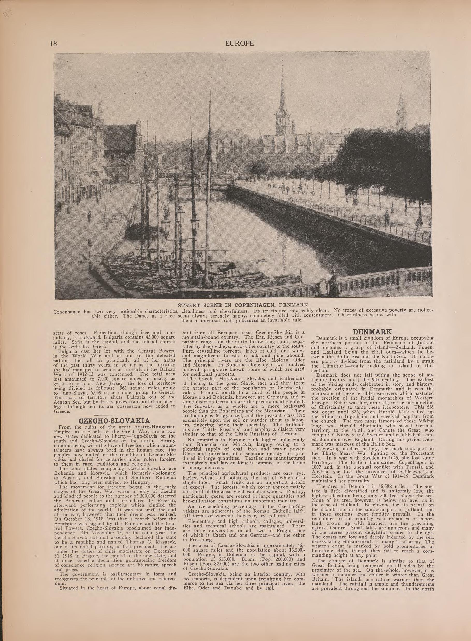 View of Street Scene In Copenhagen, Denmark and Text from Atlas of Doniphan County, Kansas : Containing Maps of Townships of the County, Maps of State, United States and World : Farmers Directory, Analysis of the System of U.S. Land Surveys 1927 by Relic Map Company