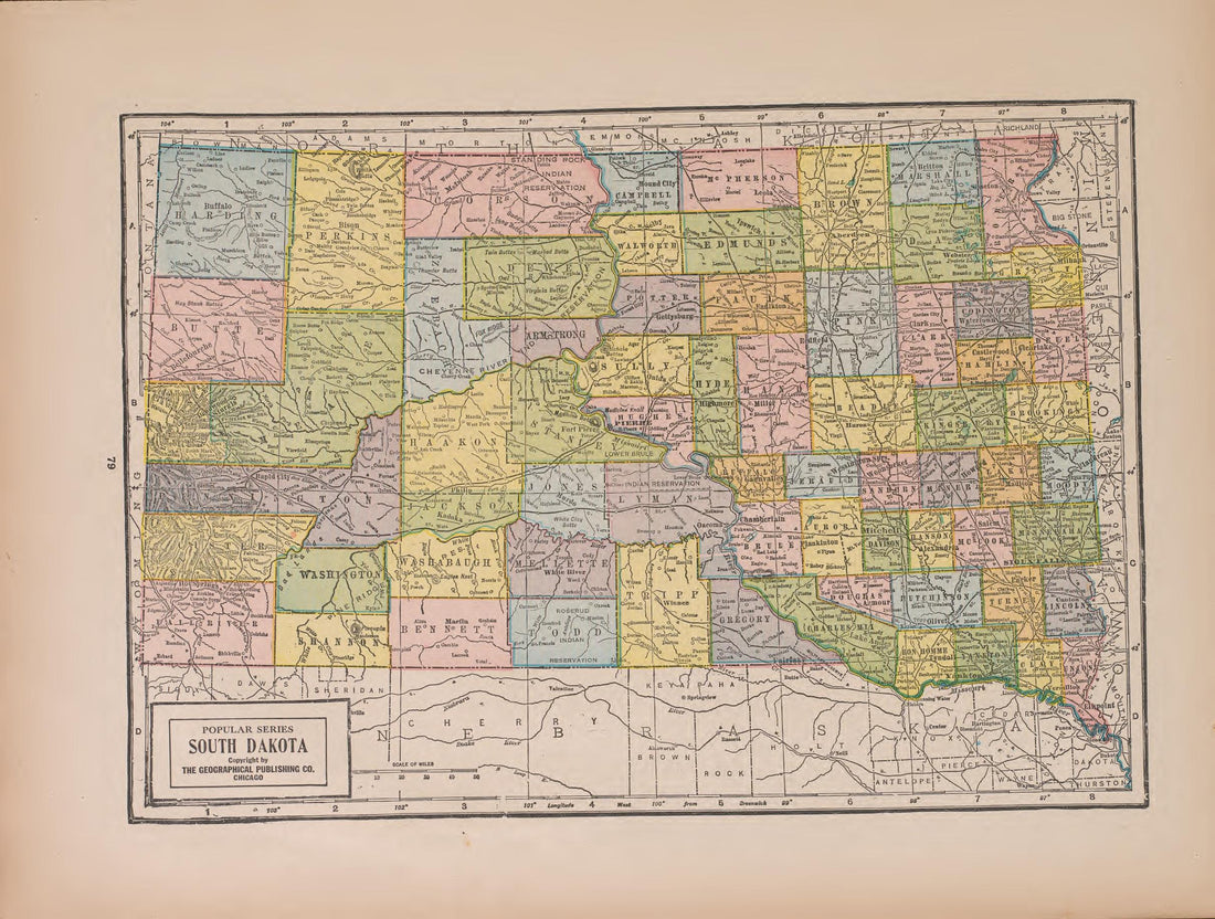 South Dakota from Atlas of Doniphan County, Kansas : Containing Maps of Townships of the County, Maps of State, United States and World : Farmers Directory, Analysis of the System of U.S. Land Surveys 1927 by Relic Map Company