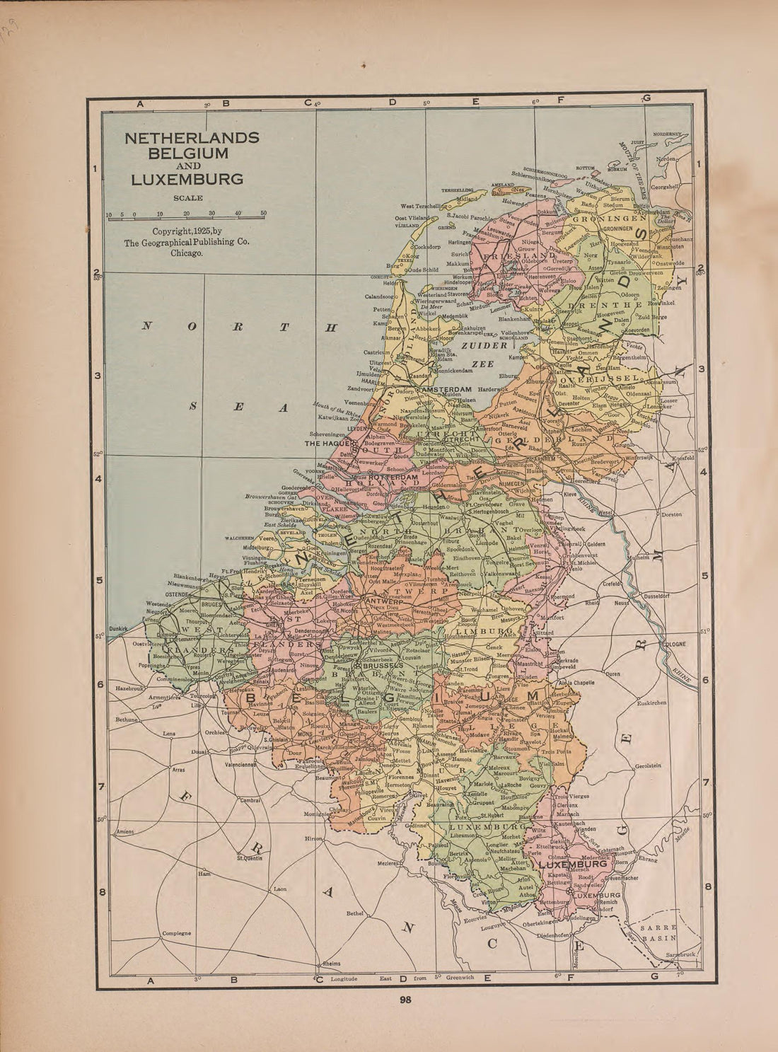 Netherlands, Belgium, and Luxemburg from Atlas of Doniphan County, Kansas : Containing Maps of Townships of the County, Maps of State, United States and World : Farmers Directory, Analysis of the System of U.S. Land Surveys 1927 by Relic Map Company