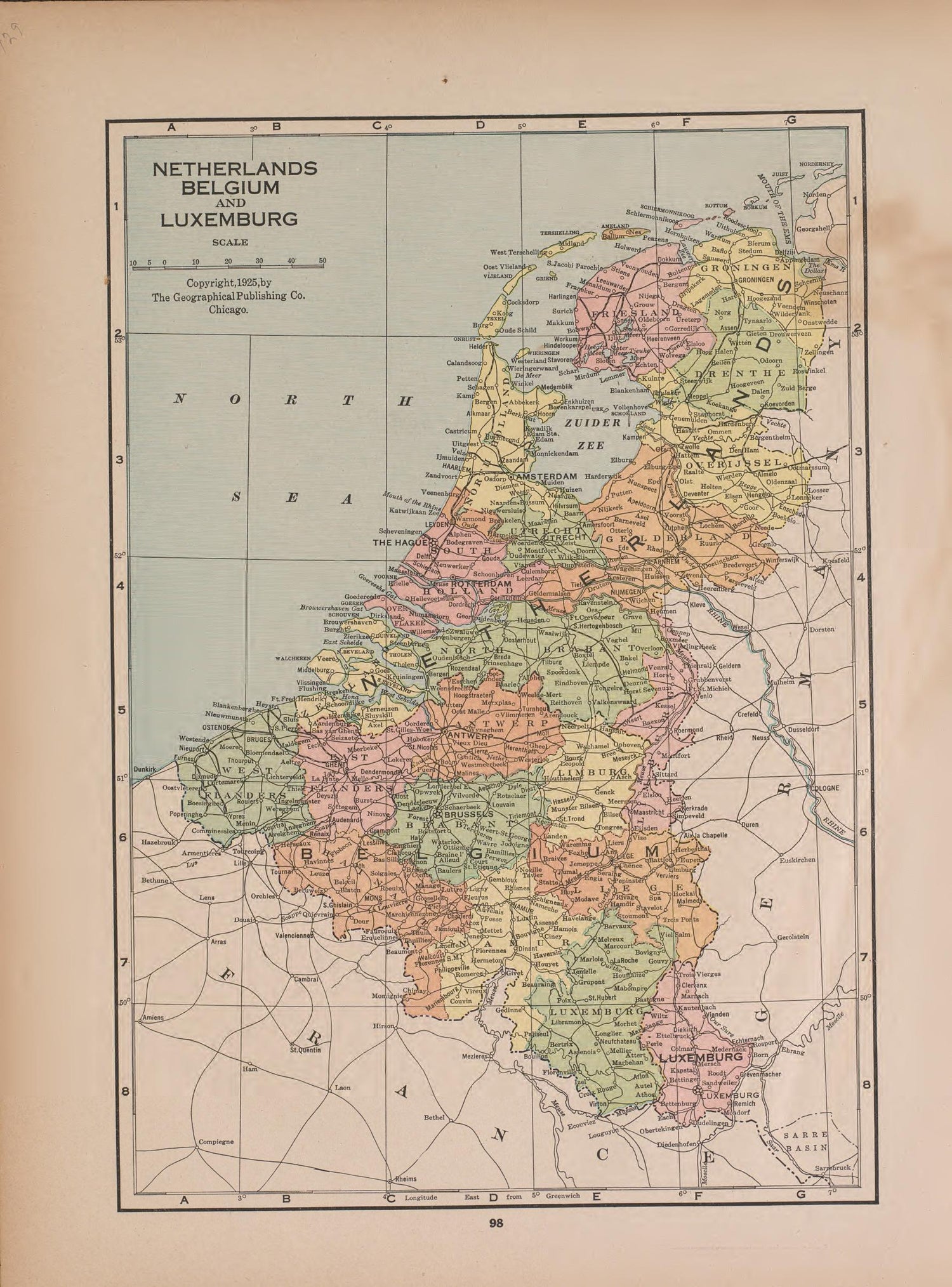 Netherlands, Belgium, and Luxemburg from Atlas of Doniphan County, Kansas : Containing Maps of Townships of the County, Maps of State, United States and World : Farmers Directory, Analysis of the System of U.S. Land Surveys 1927 by Relic Map Company