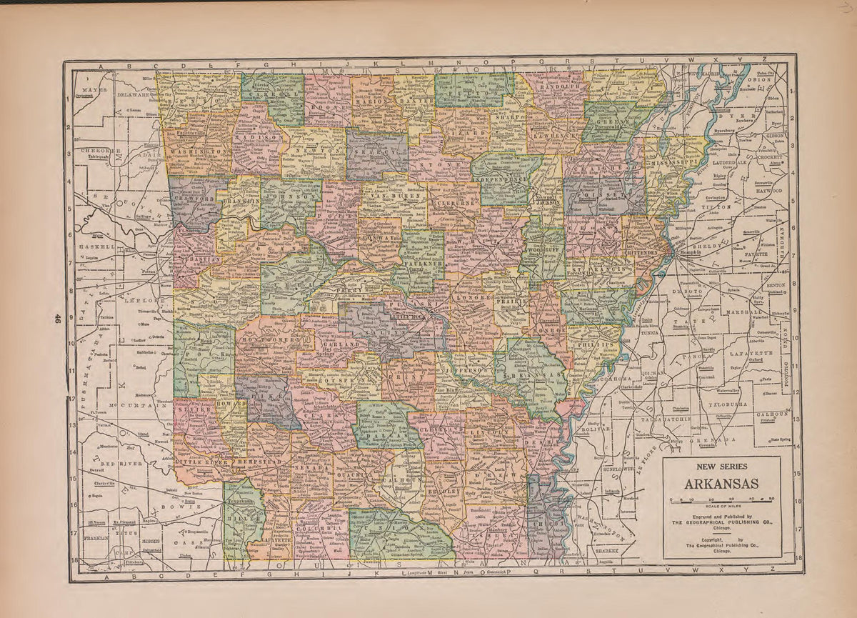Arkansas from Atlas of Doniphan County, Kansas : Containing Maps of Townships of the County, Maps of State, United States and World : Farmers Directory, Analysis of the System of U.S. Land Surveys 1927 by Relic Map Company