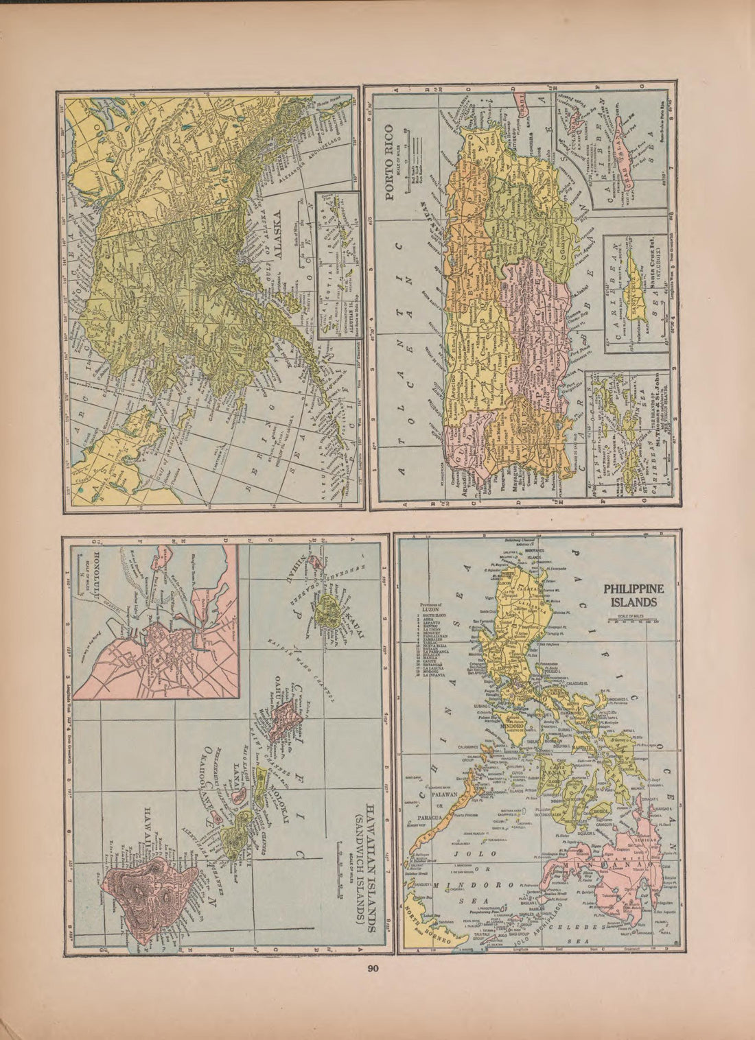 Alaska, Hawaiian Islands, Philippine Islands from Atlas of Doniphan County, Kansas : Containing Maps of Townships of the County, Maps of State, United States and World : Farmers Directory, Analysis of the System of U.S. Land Surveys 1927 by Relic Map Company