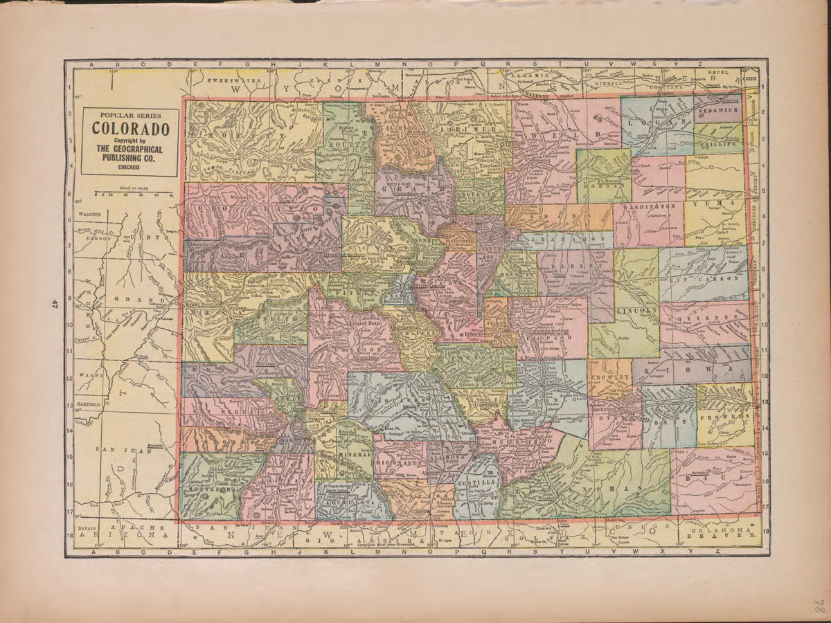 Colorado from Atlas of Doniphan County, Kansas : Containing Maps of Townships of the County, Maps of State, United States and World : Farmers Directory, Analysis of the System of U.S. Land Surveys 1927 by Relic Map Company