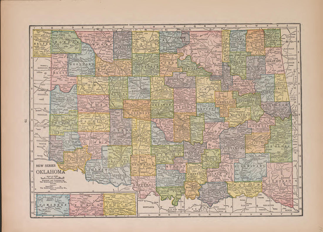 Oklahoma from Atlas of Doniphan County, Kansas : Containing Maps of Townships of the County, Maps of State, United States and World : Farmers Directory, Analysis of the System of U.S. Land Surveys 1927 by Relic Map Company