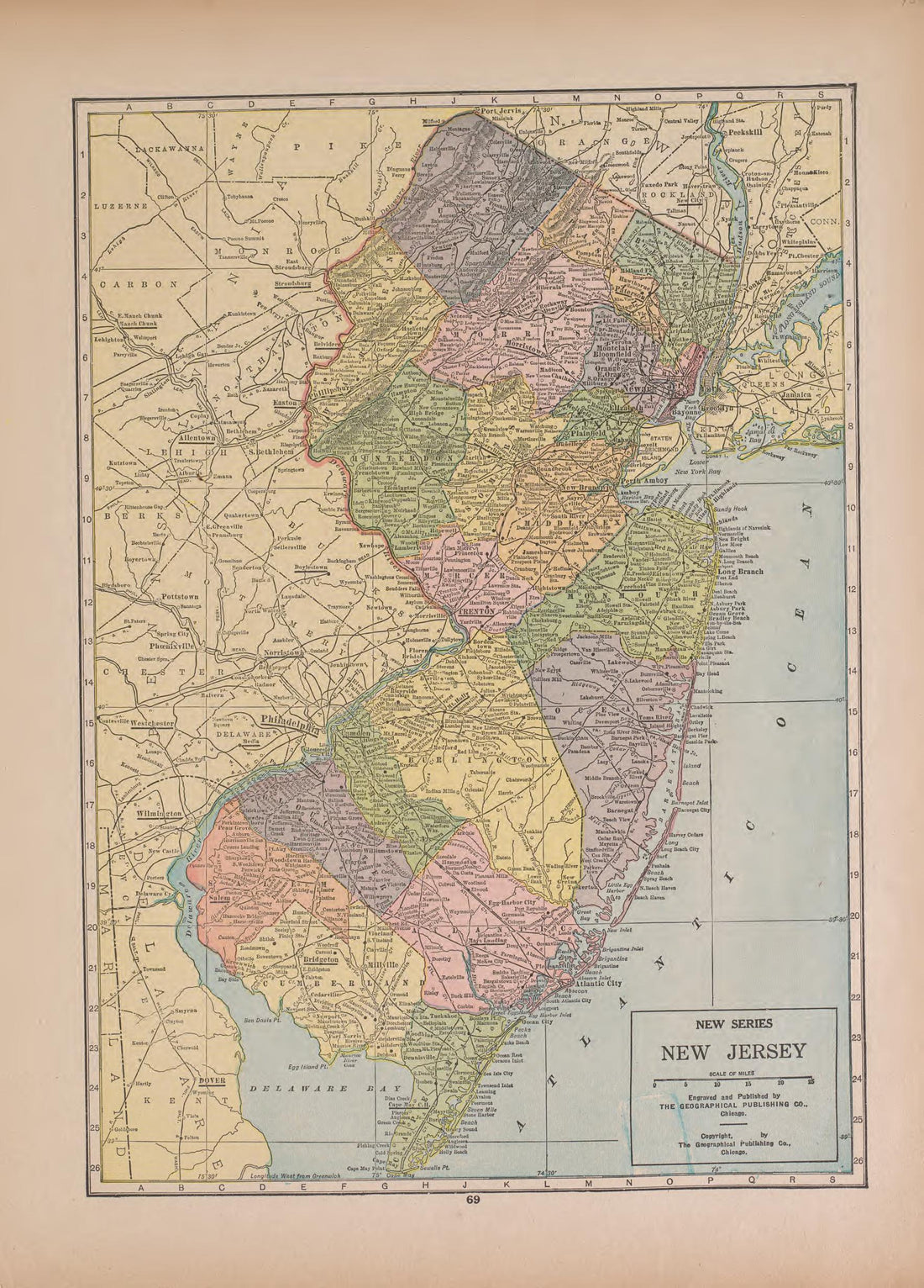New Jeresy from Atlas of Doniphan County, Kansas : Containing Maps of Townships of the County, Maps of State, United States and World : Farmers Directory, Analysis of the System of U.S. Land Surveys 1927 by Relic Map Company