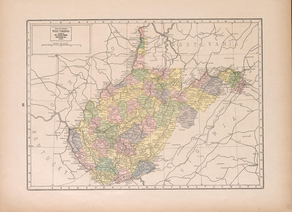 West Virginia from Atlas of Doniphan County, Kansas : Containing Maps of Townships of the County, Maps of State, United States and World : Farmers Directory, Analysis of the System of U.S. Land Surveys 1927 by Relic Map Company