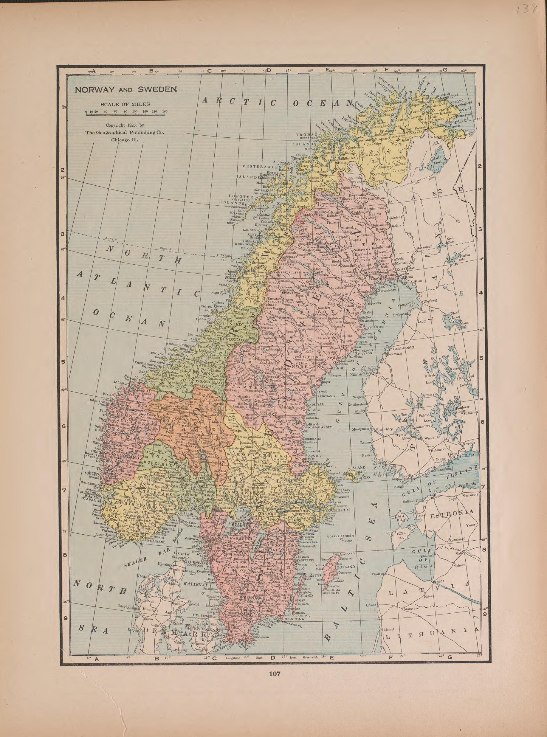 Norway and Sweden from Atlas of Doniphan County, Kansas : Containing Maps of Townships of the County, Maps of State, United States and World : Farmers Directory, Analysis of the System of U.S. Land Surveys 1927 by Relic Map Company