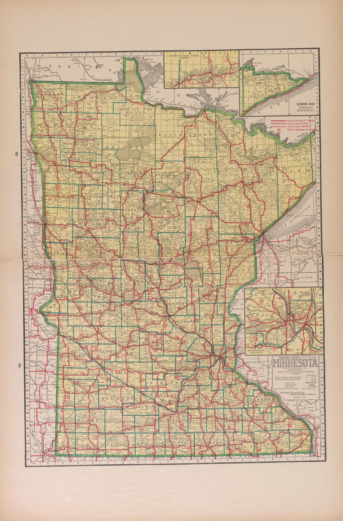 Minnesota from Atlas of Doniphan County, Kansas : Containing Maps of Townships of the County, Maps of State, United States and World : Farmers Directory, Analysis of the System of U.S. Land Surveys 1927 by Relic Map Company