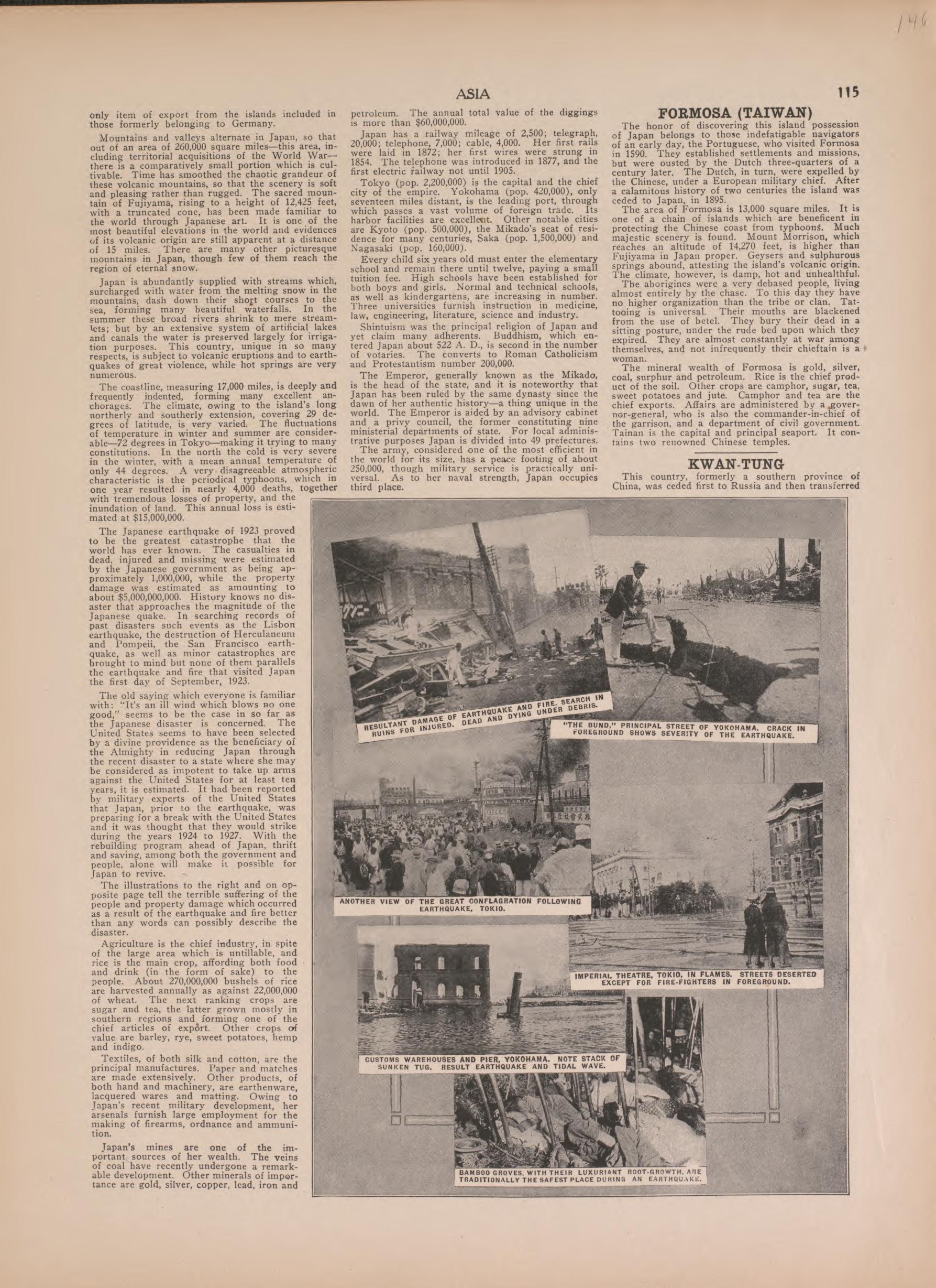 Text of Kwan Tung and Asia from Atlas of Doniphan County, Kansas : Containing Maps of Townships of the County, Maps of State, United States and World : Farmers Directory, Analysis of the System of U.S. Land Surveys 1927 by Relic Map Company