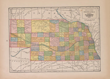 Nebraska from Atlas of Doniphan County, Kansas : Containing Maps of Townships of the County, Maps of State, United States and World : Farmers Directory, Analysis of the System of U.S. Land Surveys 1927 by Relic Map Company