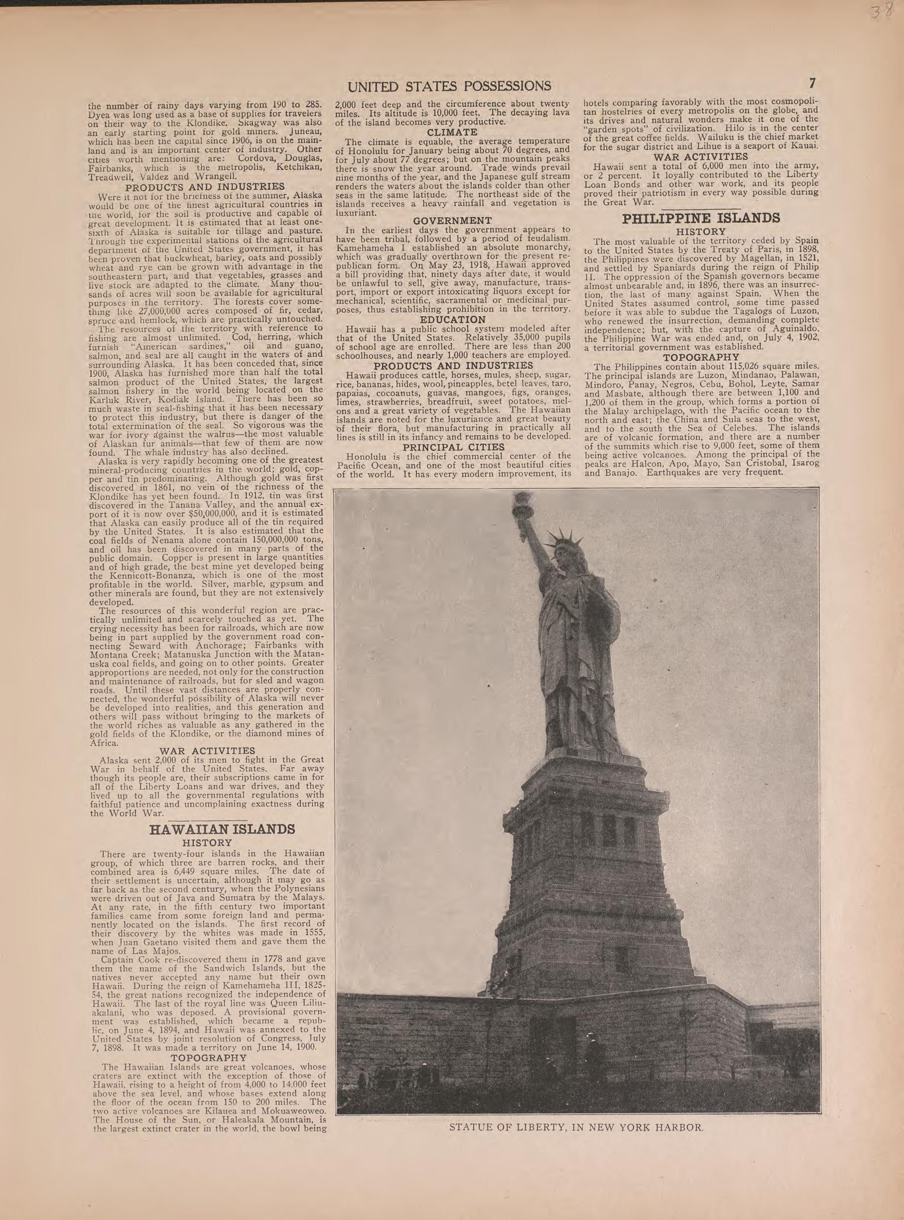 View of Statue of Liberty and Text from Atlas of Doniphan County, Kansas : Containing Maps of Townships of the County, Maps of State, United States and World : Farmers Directory, Analysis of the System of U.S. Land Surveys 1927 by Relic Map Company