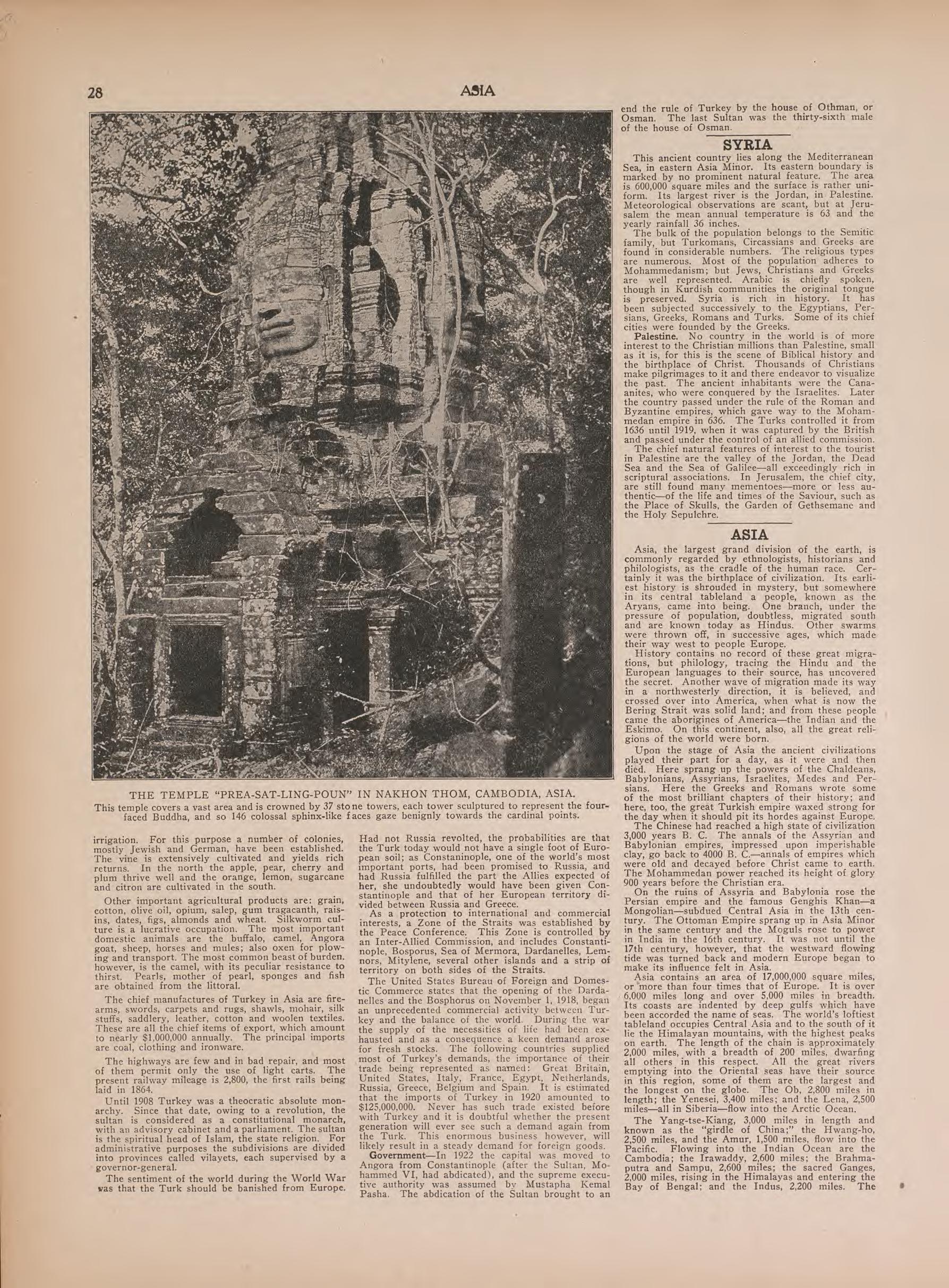 View of Temple In Nakhom Thom and Text from Atlas of Doniphan County, Kansas : Containing Maps of Townships of the County, Maps of State, United States and World : Farmers Directory, Analysis of the System of U.S. Land Surveys 1927 by Relic Map Company