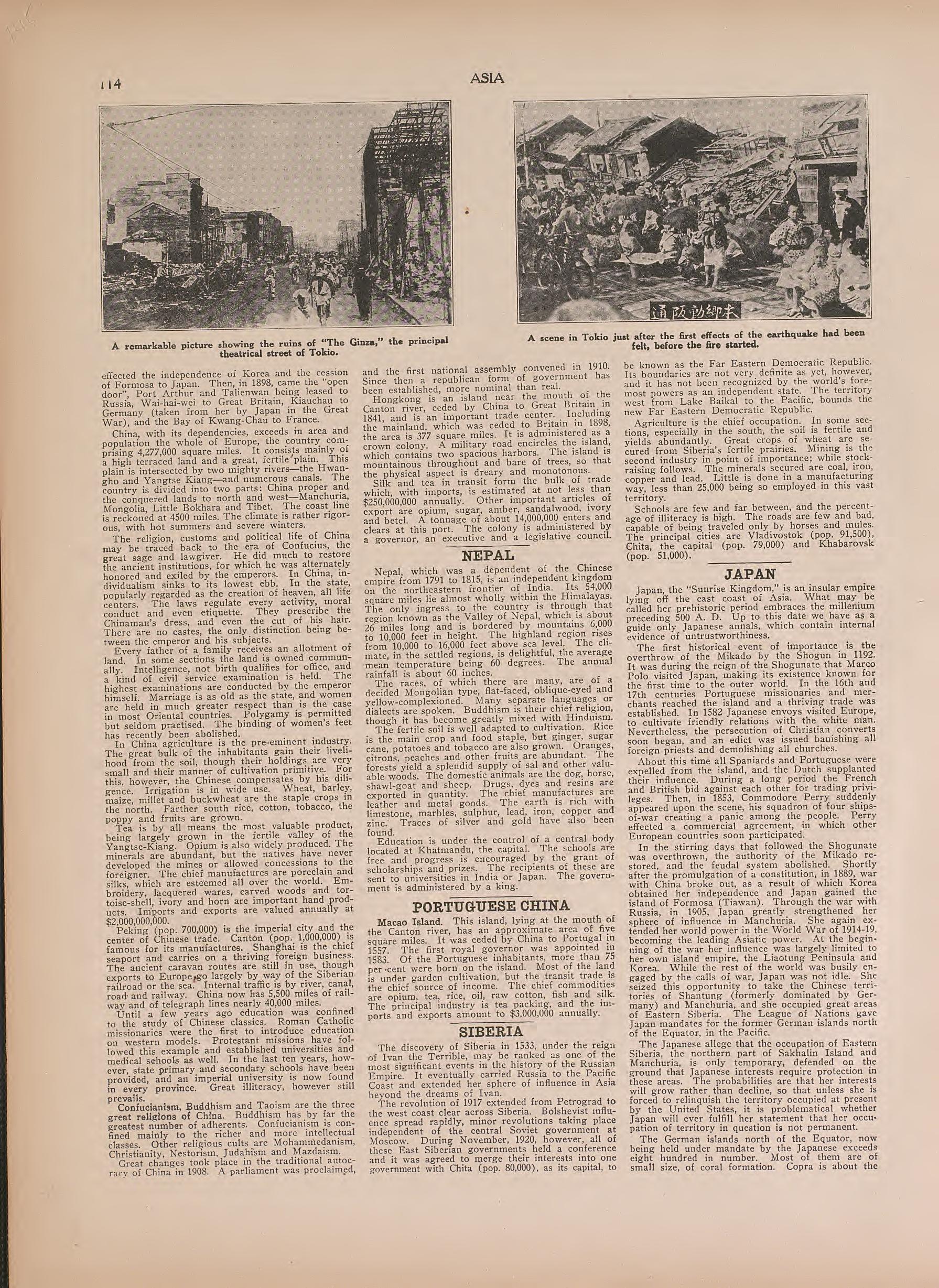 Views of The Ginza and a Street In Tokyo and Text from Atlas of Doniphan County, Kansas : Containing Maps of Townships of the County, Maps of State, United States and World : Farmers Directory, Analysis of the System of U.S. Land Surveys 1927 by Relic Map Company