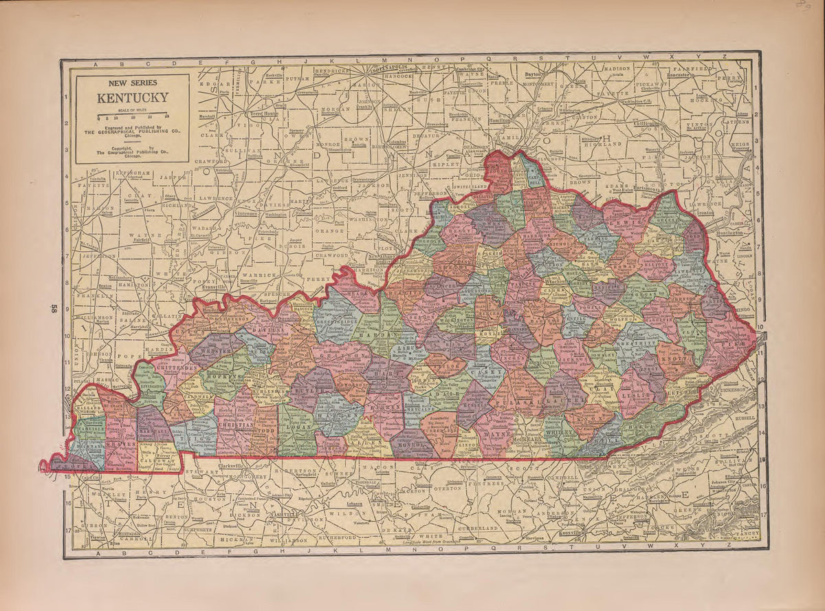 Kentucky from Atlas of Doniphan County, Kansas : Containing Maps of Townships of the County, Maps of State, United States and World : Farmers Directory, Analysis of the System of U.S. Land Surveys 1927 by Relic Map Company