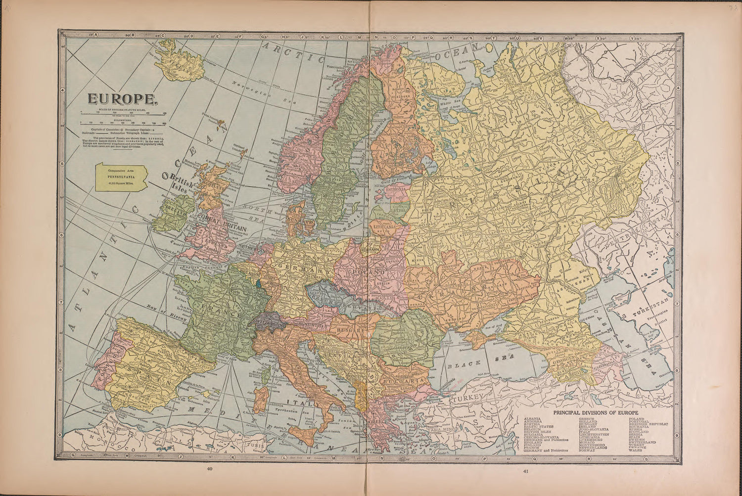 Europe from Atlas of Doniphan County, Kansas : Containing Maps of Townships of the County, Maps of State, United States and World : Farmers Directory, Analysis of the System of U.S. Land Surveys 1927 by Relic Map Company