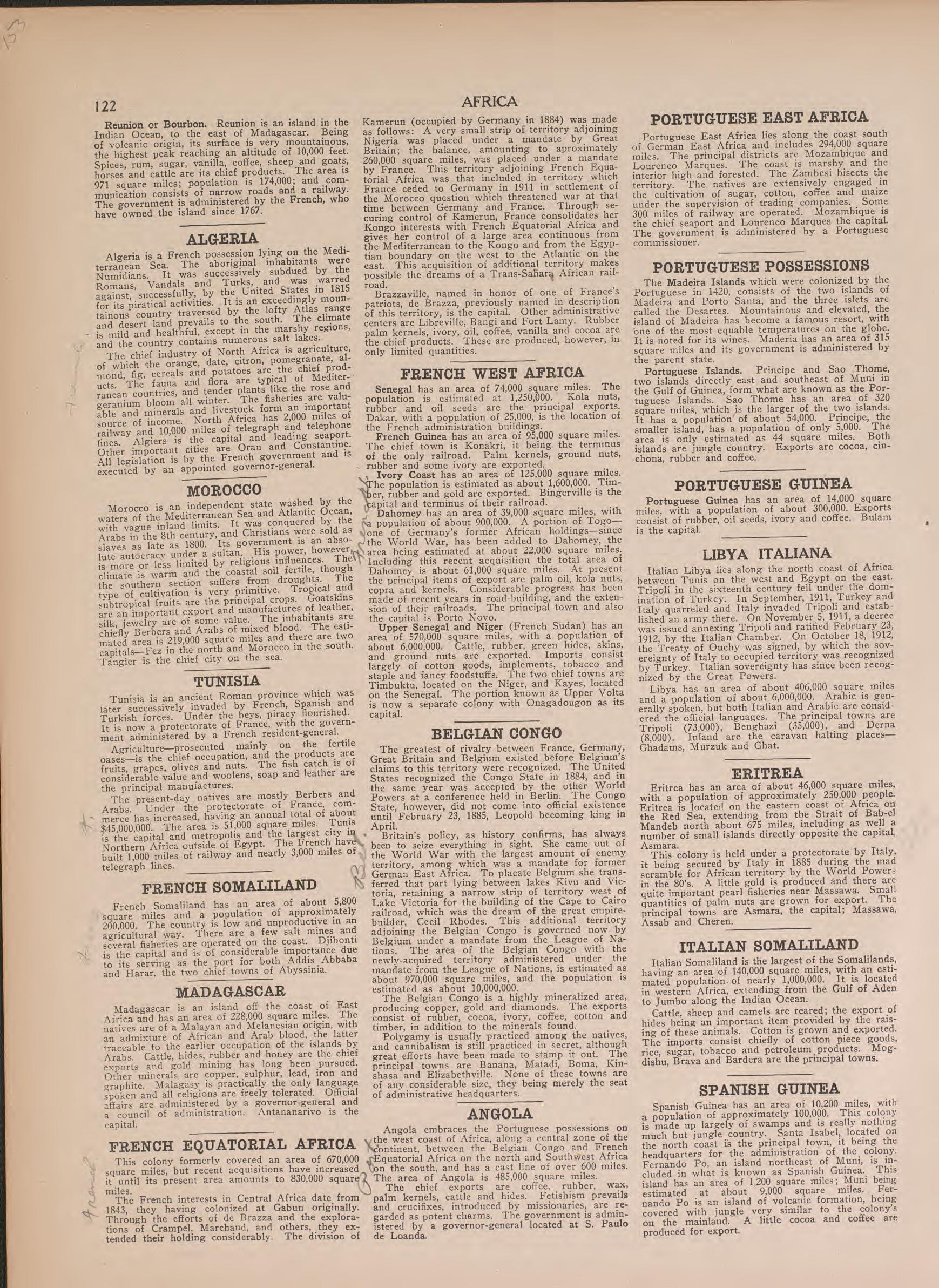 Text On Africa--continued from Atlas of Doniphan County, Kansas : Containing Maps of Townships of the County, Maps of State, United States and World : Farmers Directory, Analysis of the System of U.S. Land Surveys 1927 by Relic Map Company