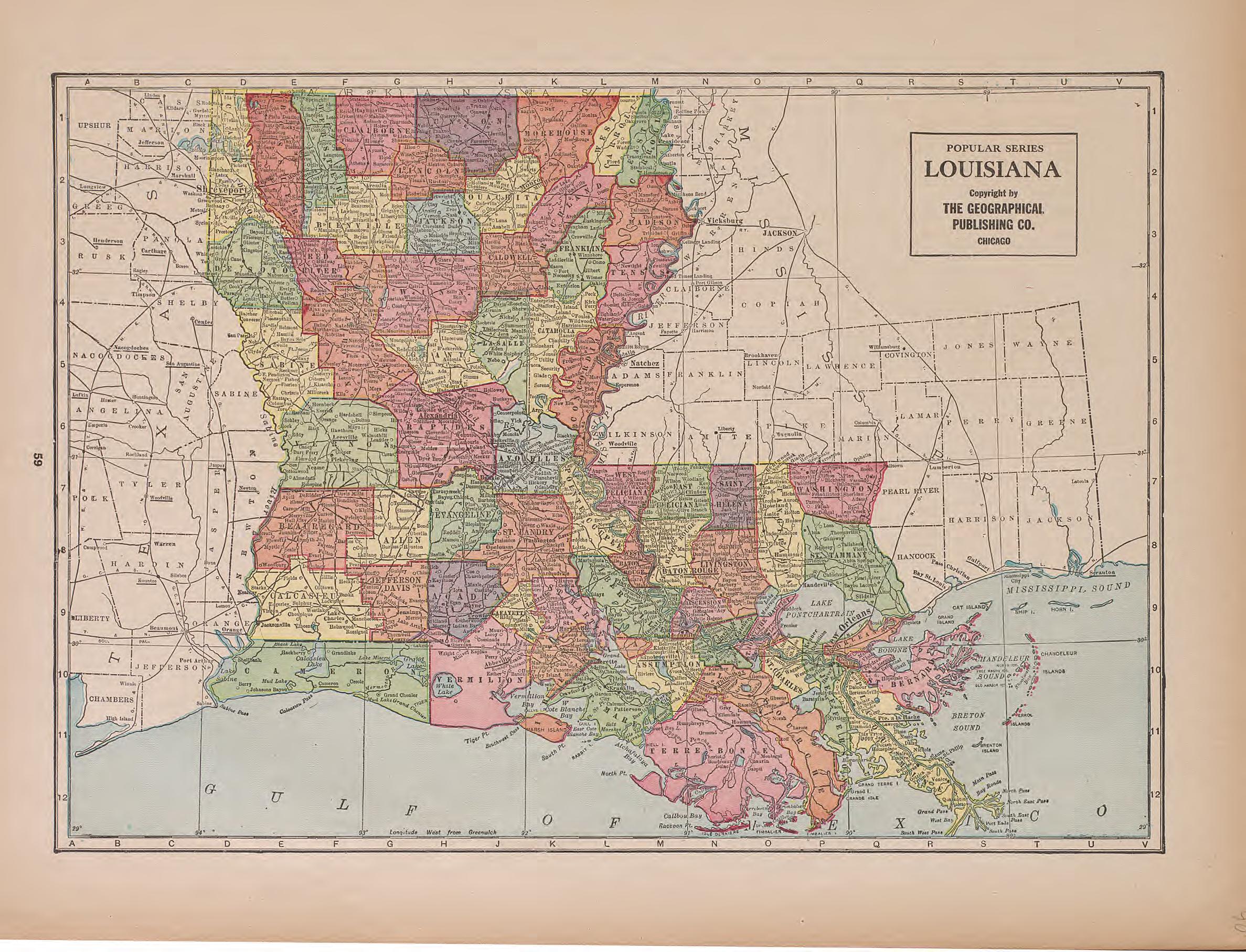 Louisana from Atlas of Doniphan County, Kansas : Containing Maps of Townships of the County, Maps of State, United States and World : Farmers Directory, Analysis of the System of U.S. Land Surveys 1927 by Relic Map Company