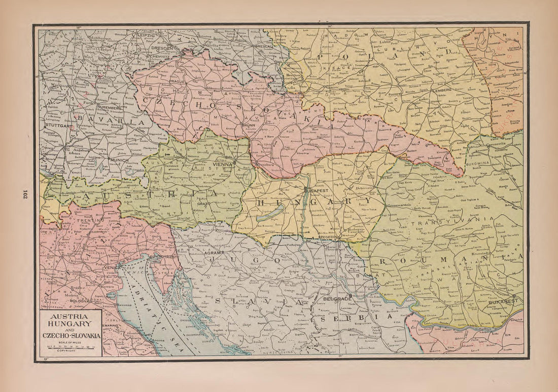 Austria, Hungary, Czecho- Slovakia from Atlas of Doniphan County, Kansas : Containing Maps of Townships of the County, Maps of State, United States and World : Farmers Directory, Analysis of the System of U.S. Land Surveys 1927 by Relic Map Company